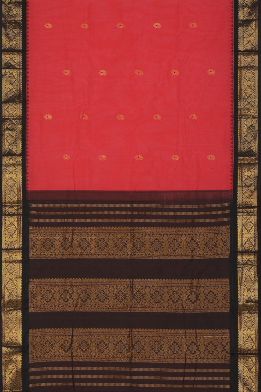 Kalanjali Gadwal Coral Pink Saree – Women's - view 3