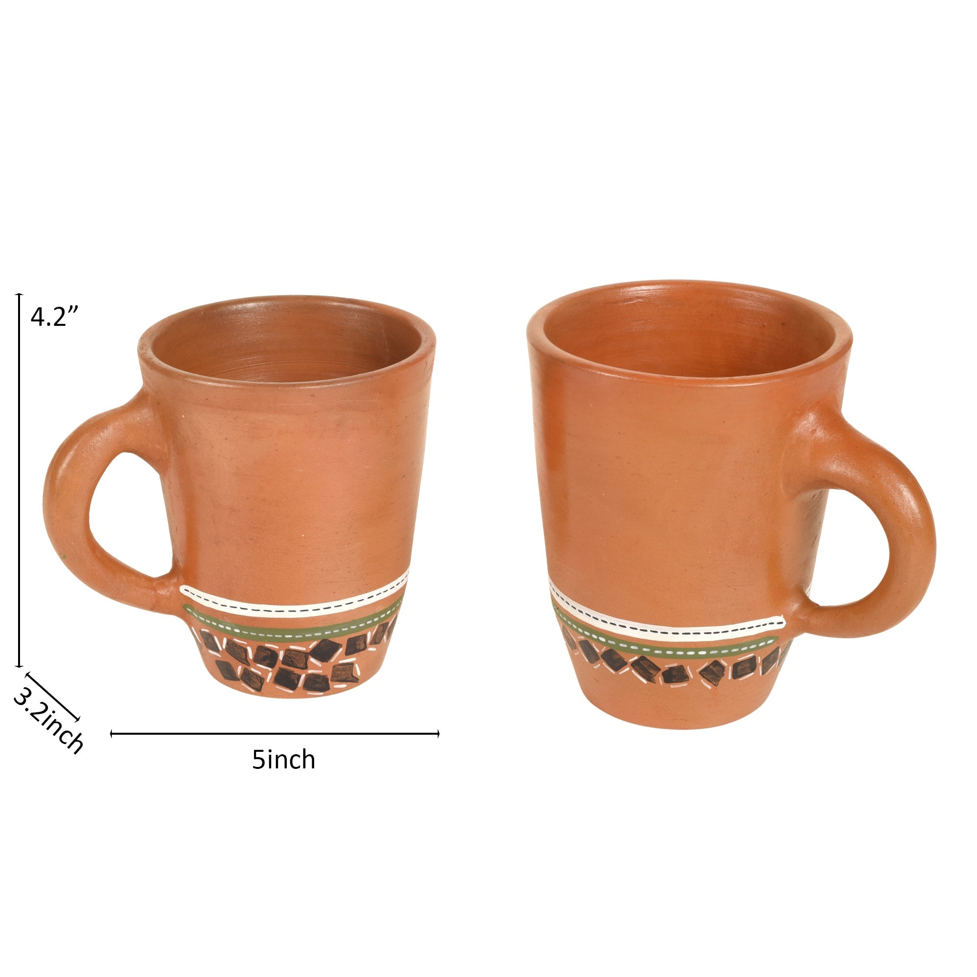 ART CREATIONS BY SUMAN SONTHALIA Brown - Knosh-4 Earthen Mugs with Tribal Motifs (Set of 2) - view 5