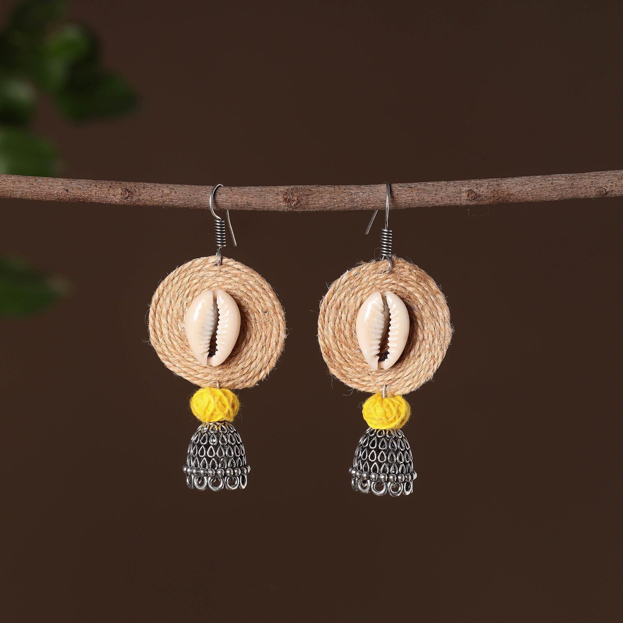 JALPARI Aashi German Silver Jute Jhumki Earrings