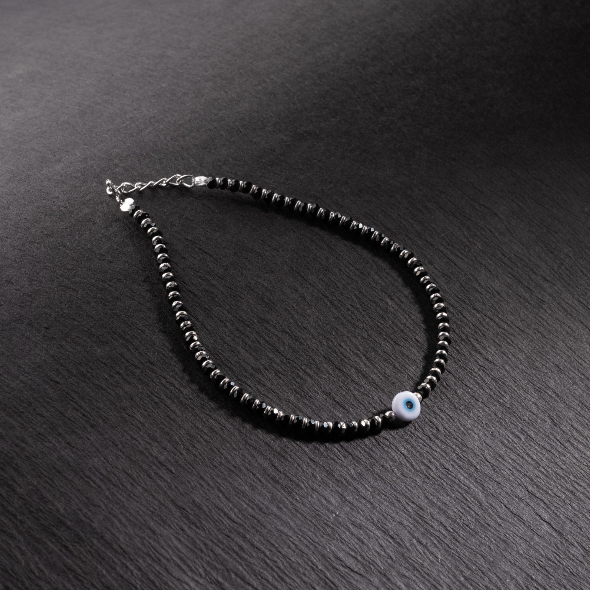 Prinjal Jewellers 4.Evil Eye Black Beads Silver Anklets for Women