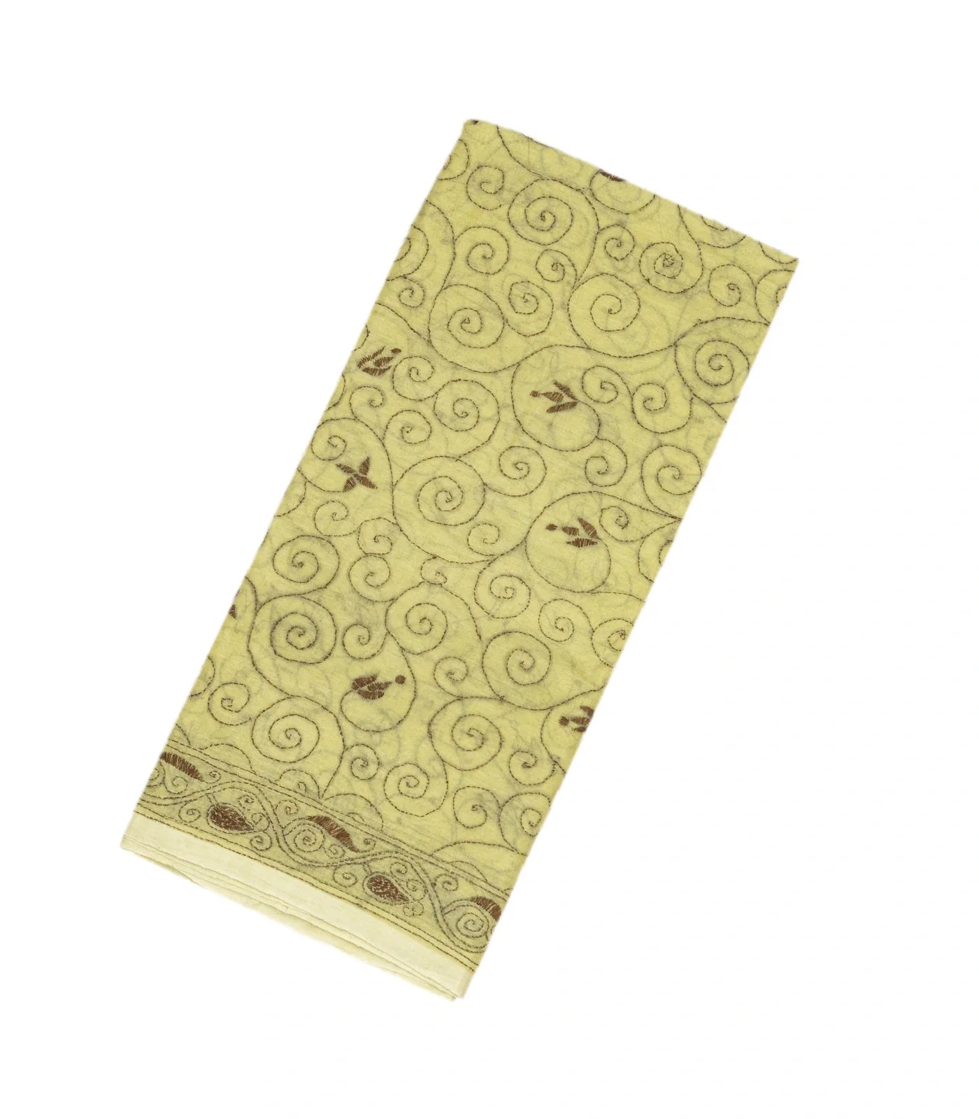 RmKV Cream Bengal Cotton Saree With Embroidered Floral Motifs