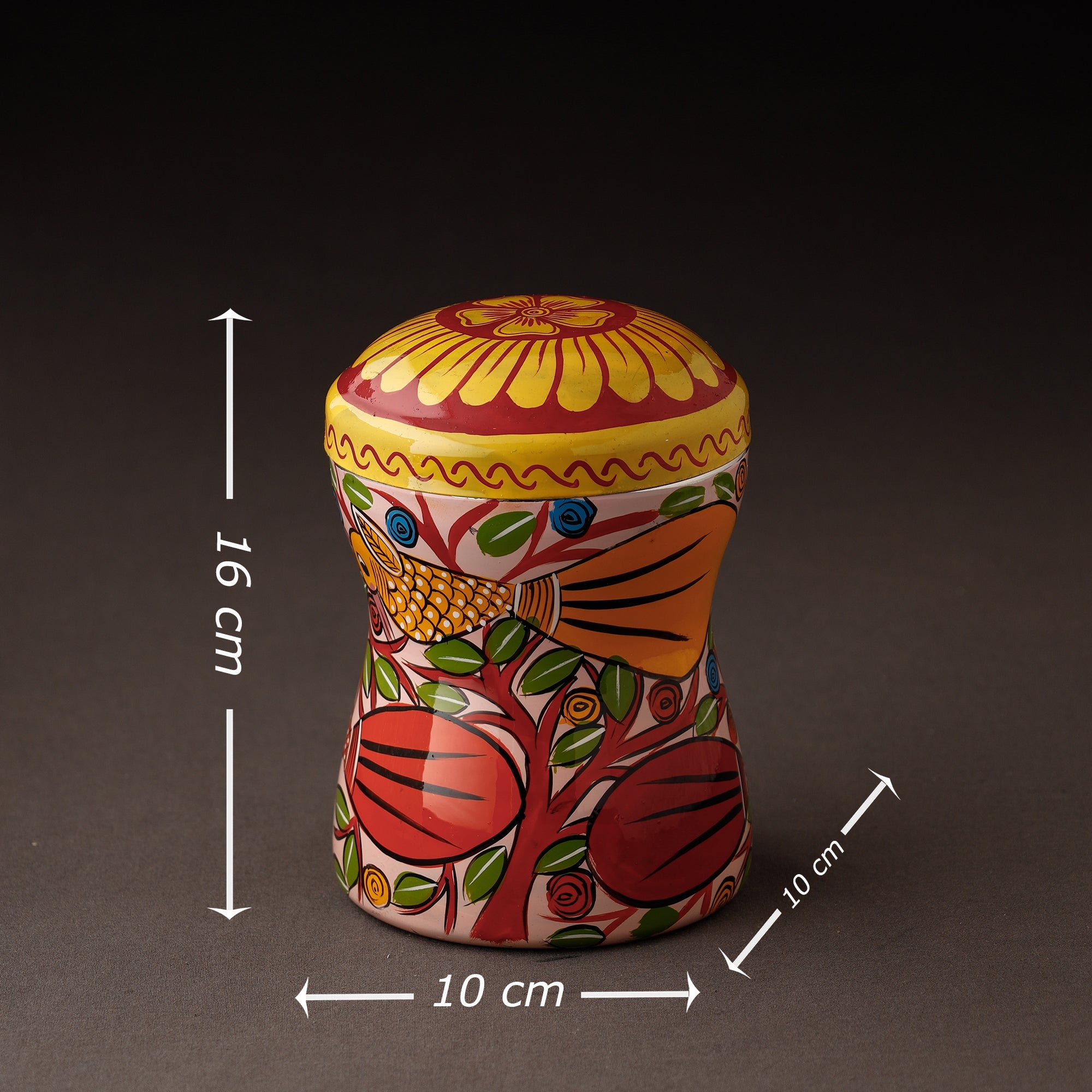 AAYAAS Bengal Patua Handpainted Stainless Steel Multi Utility Container - view 4