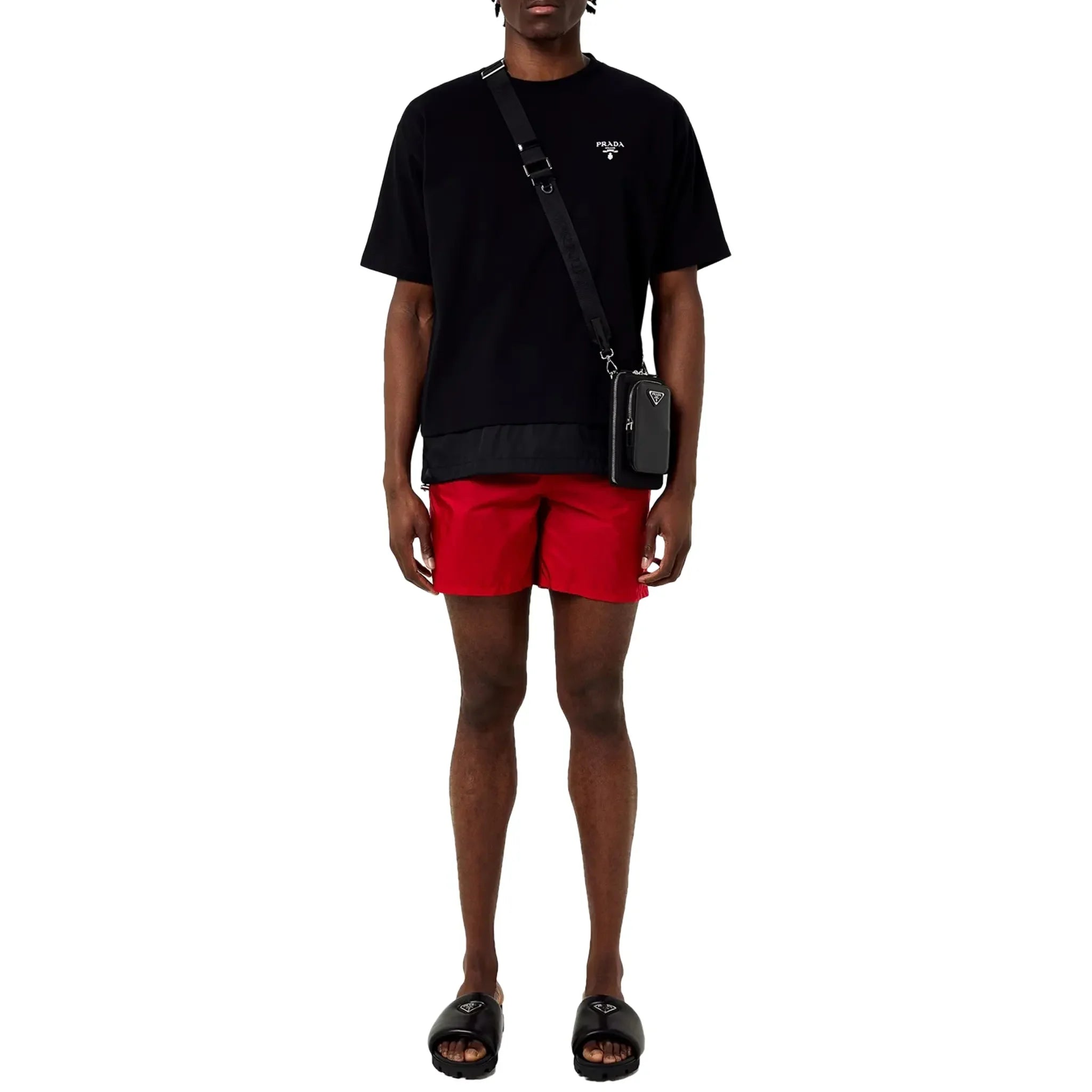 Prada Triangle Interlock Red Swim Shorts - view 6