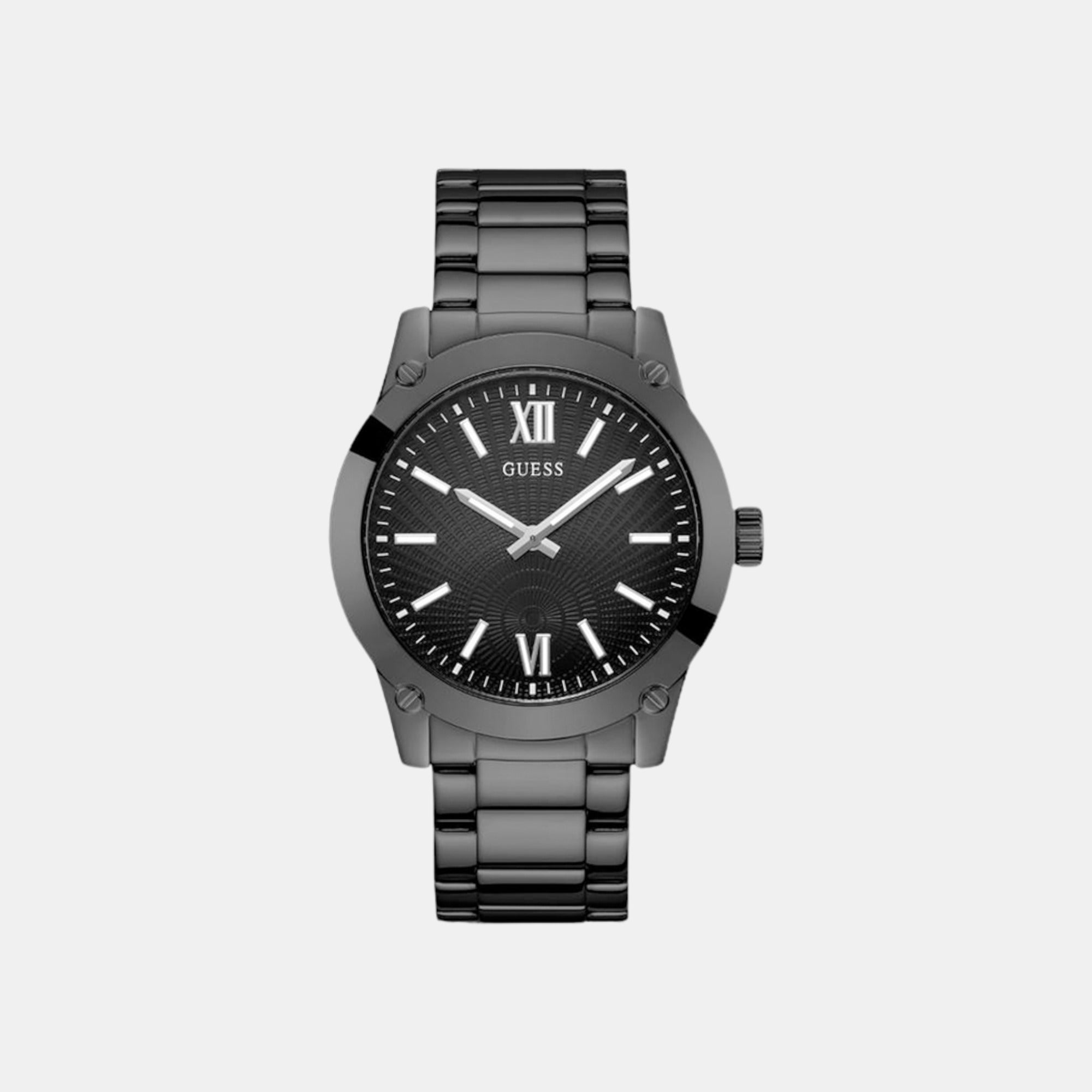 Guess Crescent Men Quartz Black Dial Analog Stainless Steel Watch GW0574G3