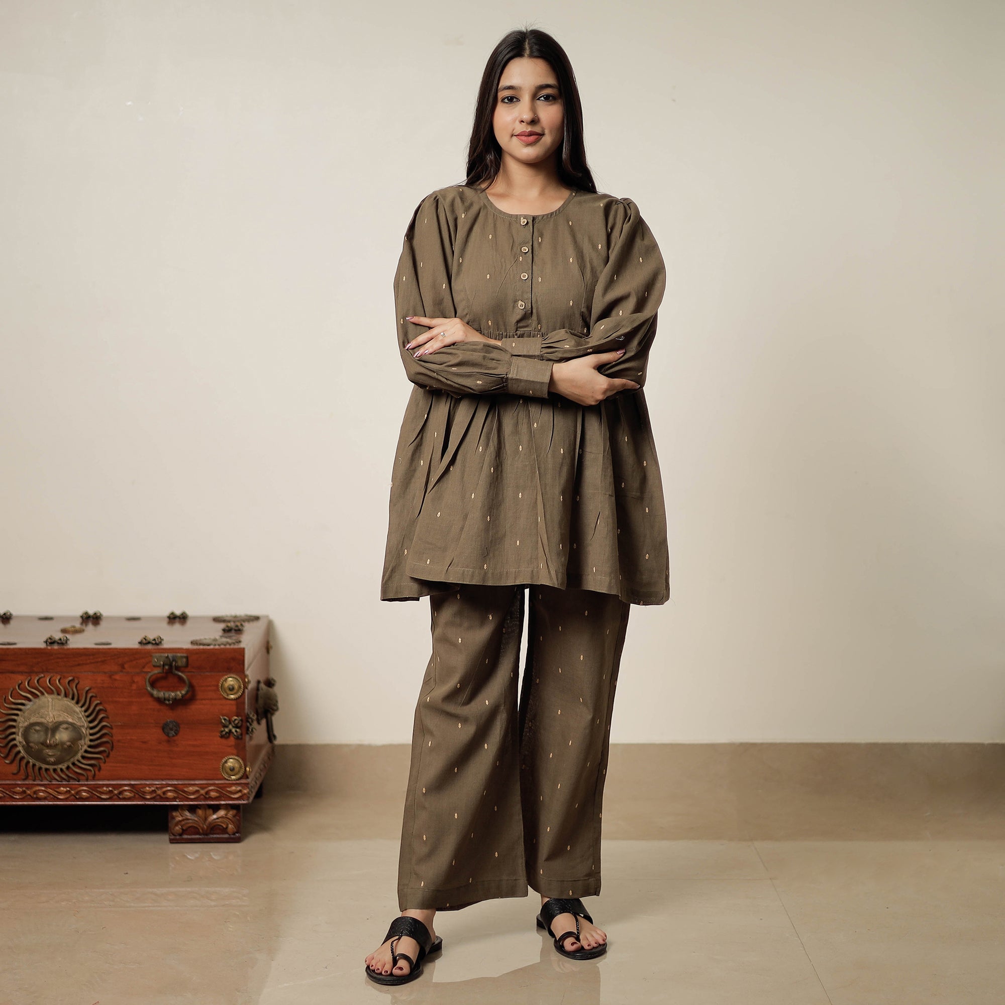 ITOKRI CASUALS Brown - Jacquard Cotton Co-Ord Set 11