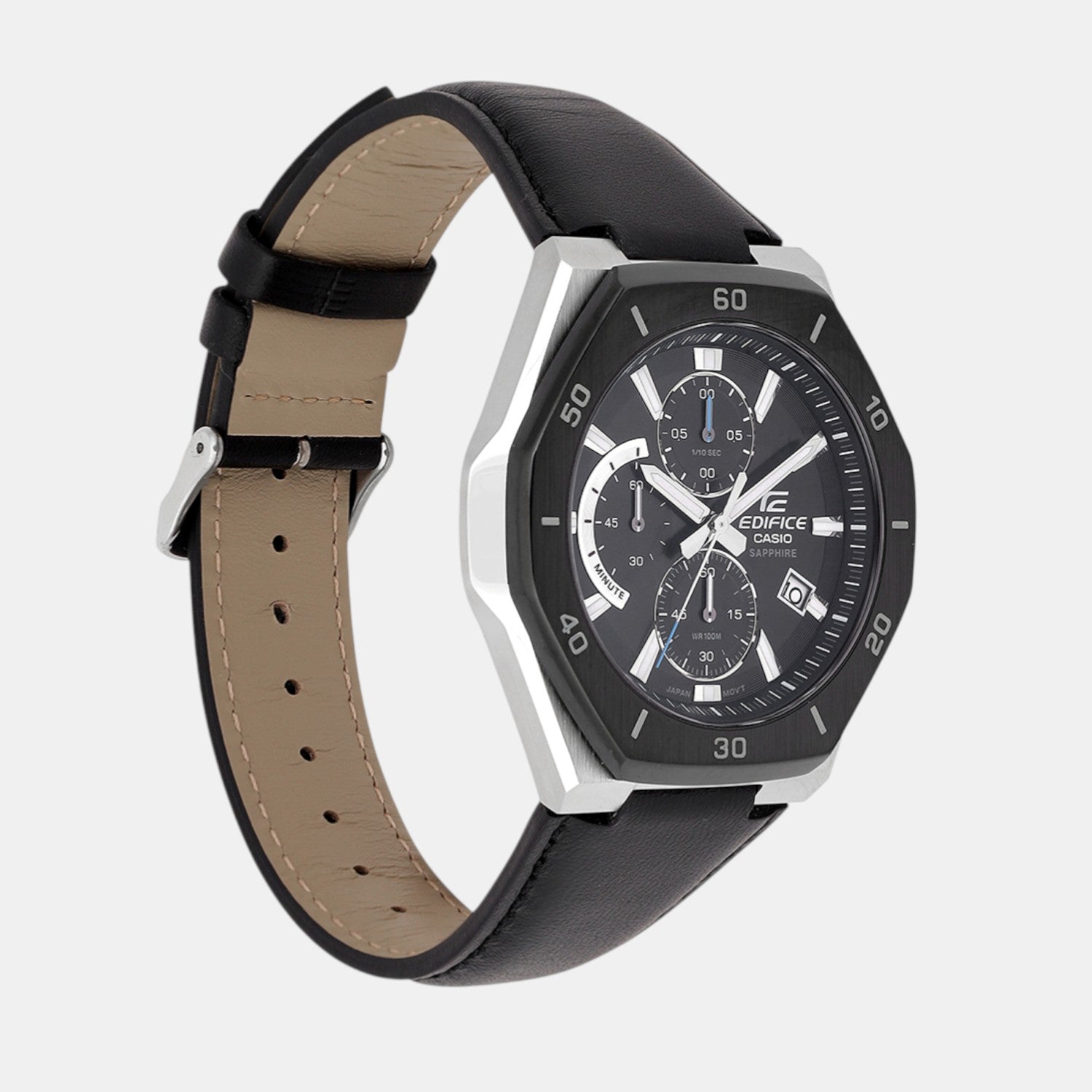 Casio Edifice Men Quartz Black Dial Analog Leather Watch ED645 - view 2