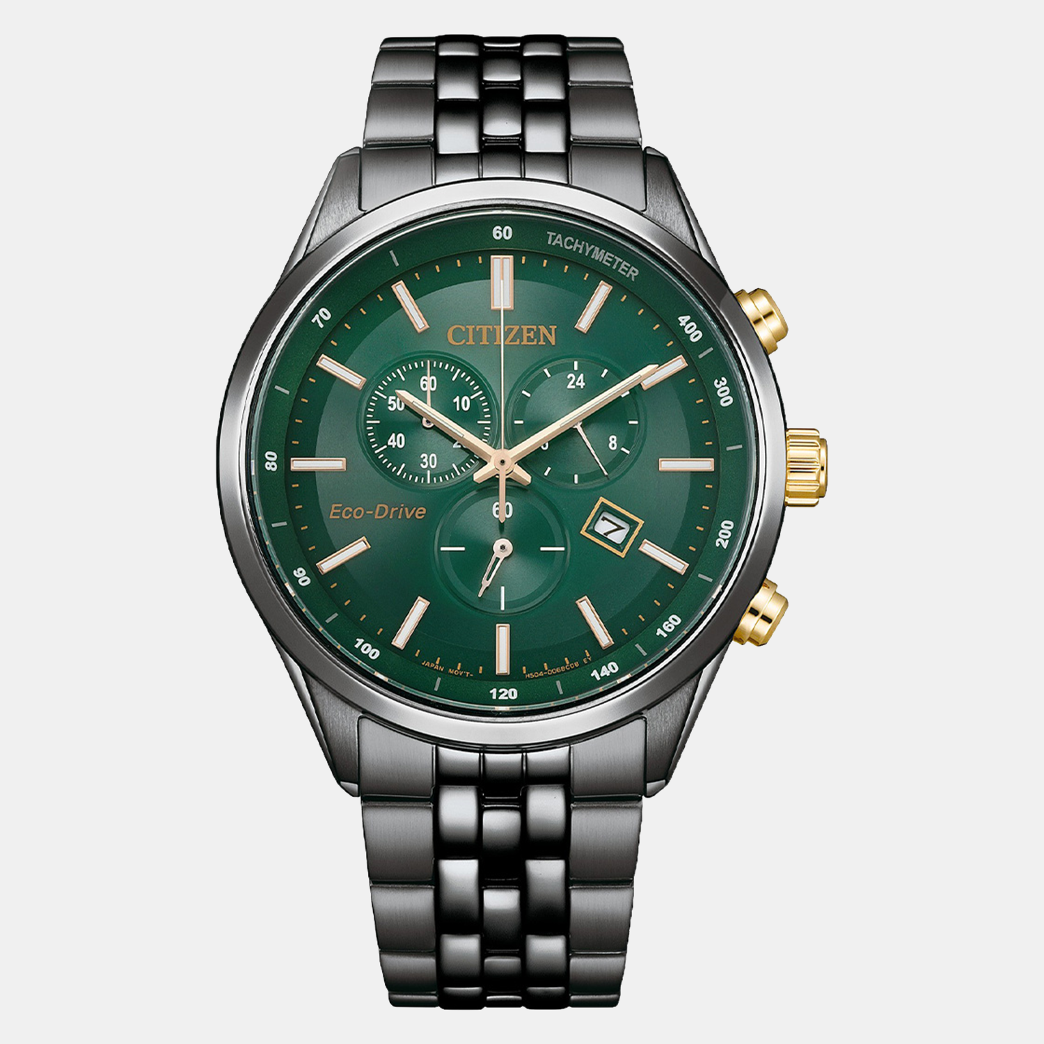 Citizen Eco-Drive Men Quartz Green Dial Chronograph Stainless Steel Watch AT2576-50X - view 2
