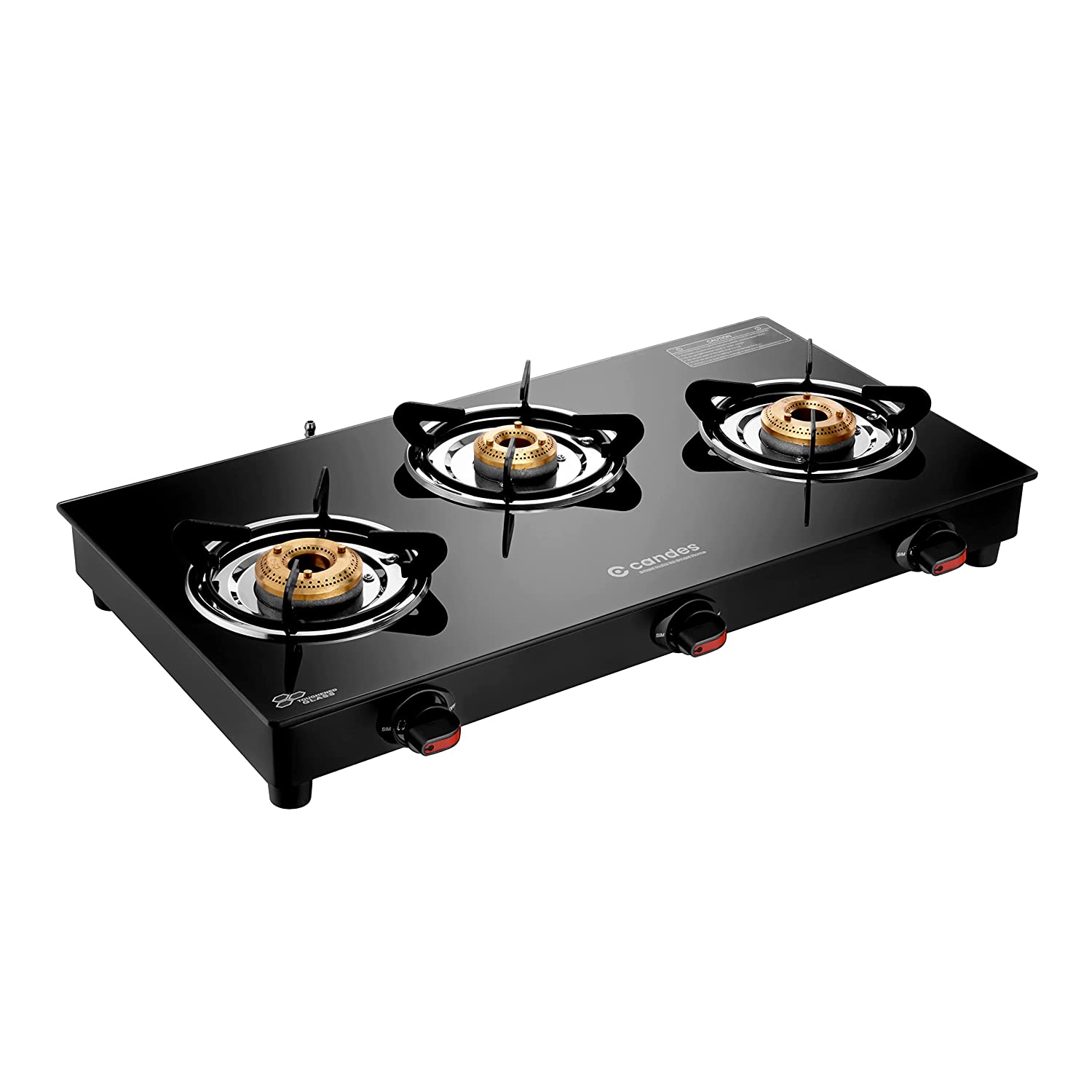 Candes-store Magma Glass Top 3 Burner Gas Stove (B2B)