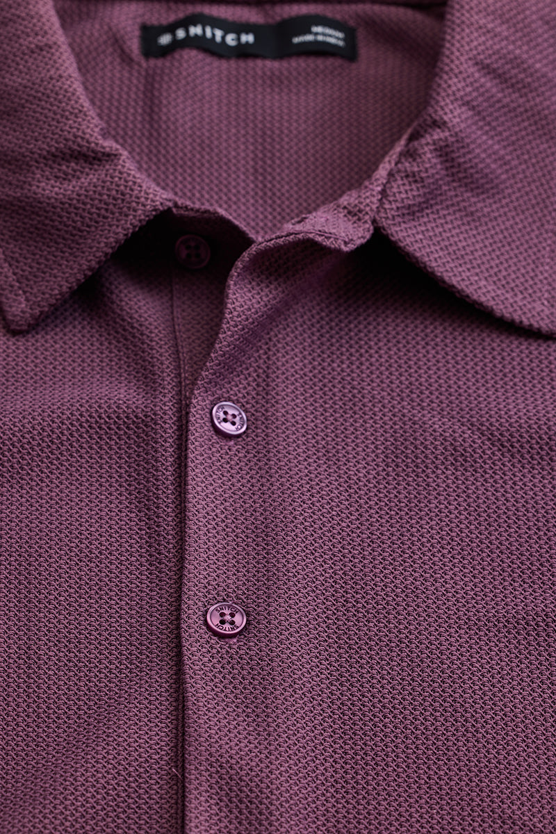 SNITCH Purple Textured Polo T-Shirt - view 2
