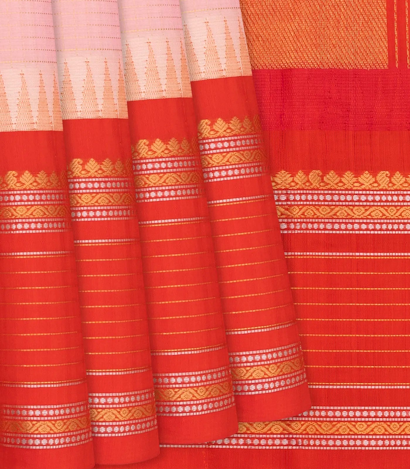 RmKV Dusty Pink Handloom Chirala Silk Cotton Saree With Checks-Dusty Pink