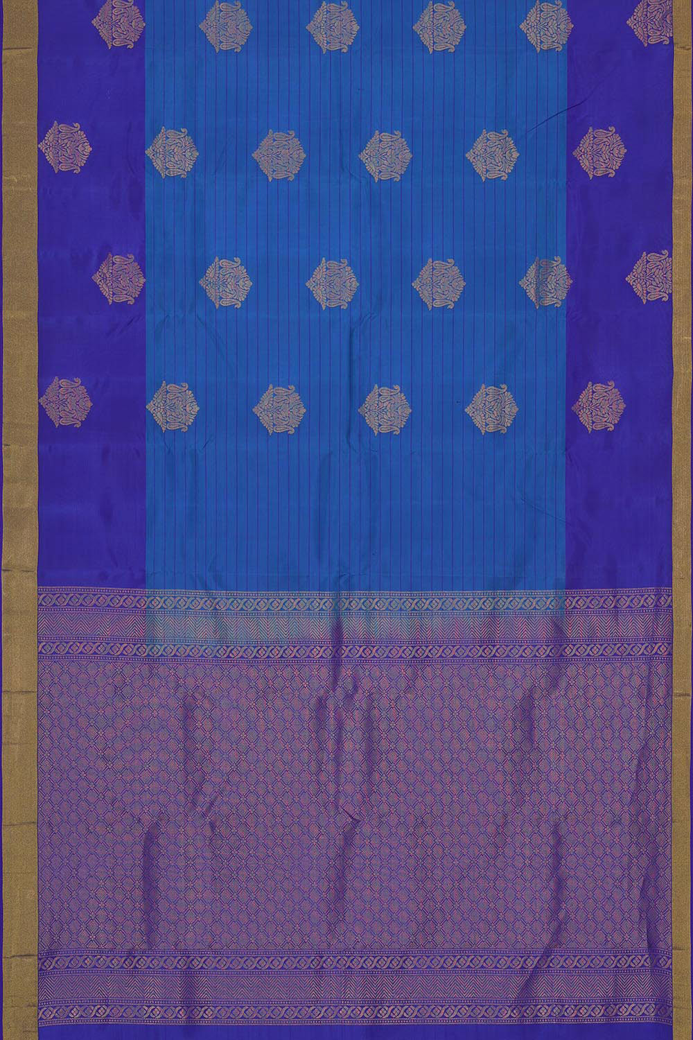 Kalanjali Dark Ocean Blue Silk Saree – Women's - view 3