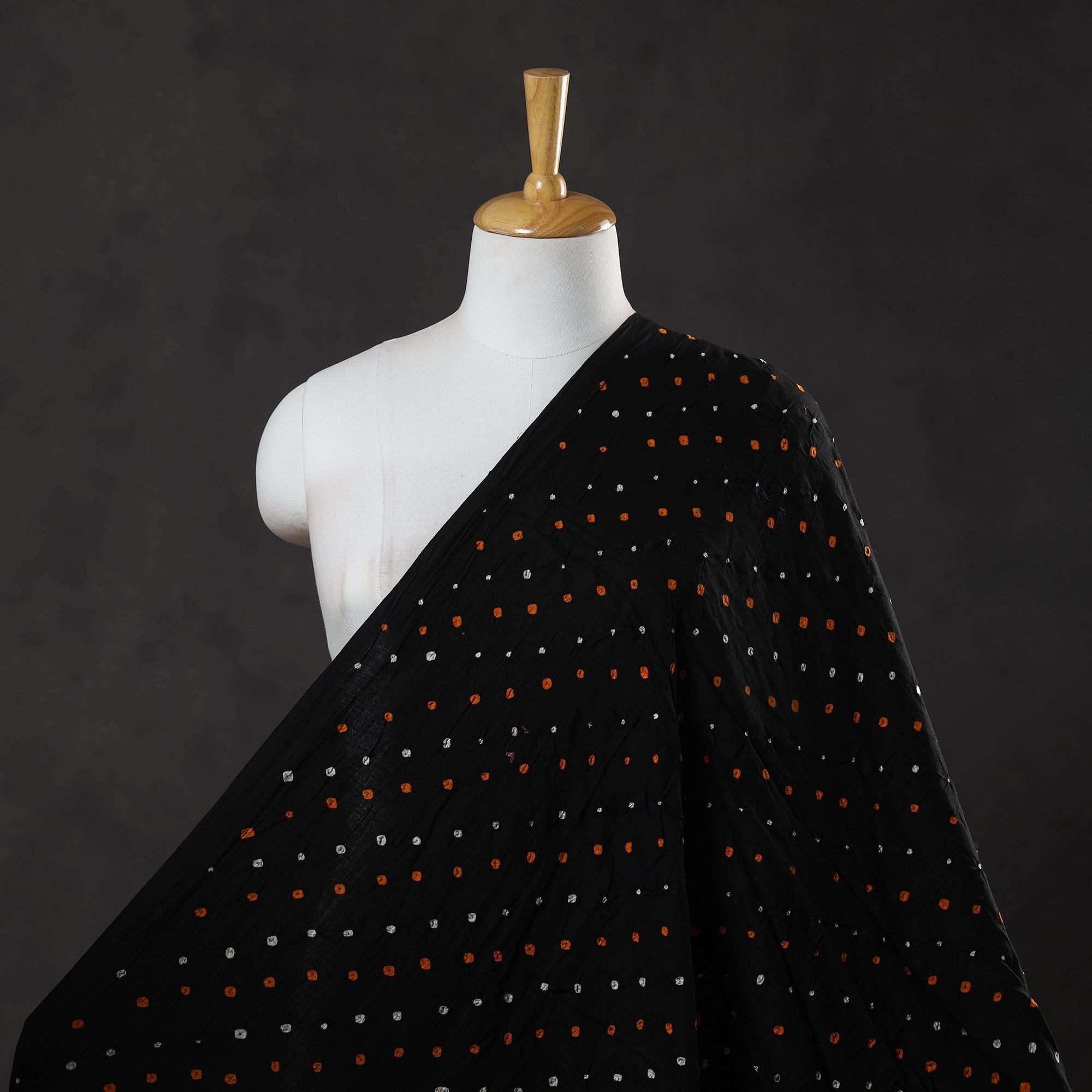 KACHCHH JI CHHAAP Black - Kutch Tie-Dye Cotton Bandhani Fabric 02 - view 2