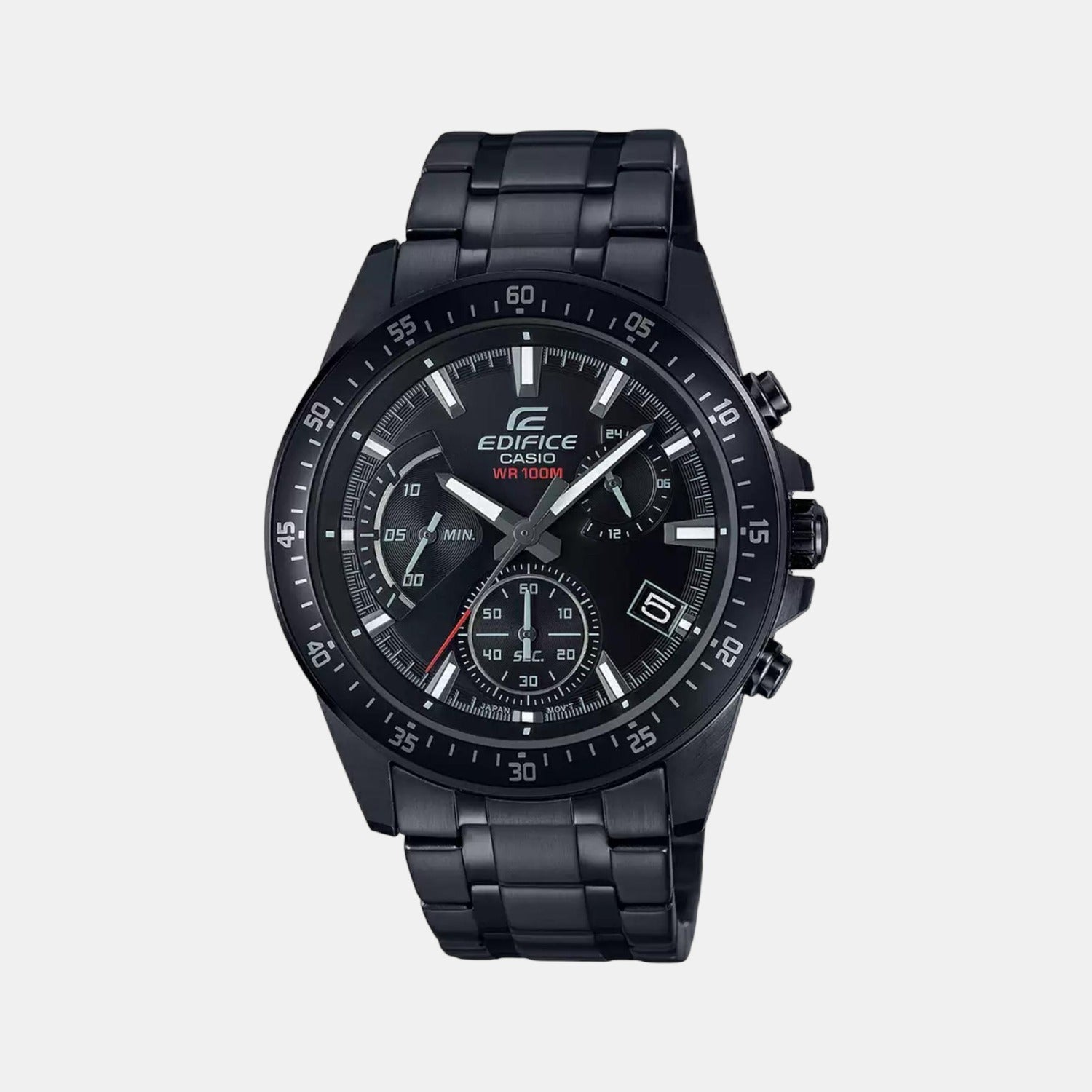 Casio Edifice Men Quartz Black Dial Chronograph Stainless Steel Watch EX414
