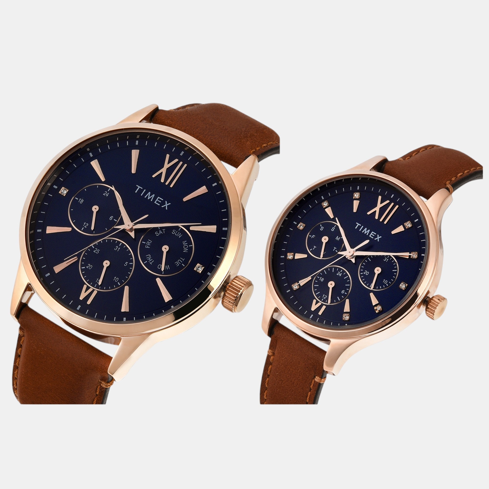 Timex Fashion Couple Quartz Blue Dial Multi-Function Leather Watch TW00PR302 - view 2
