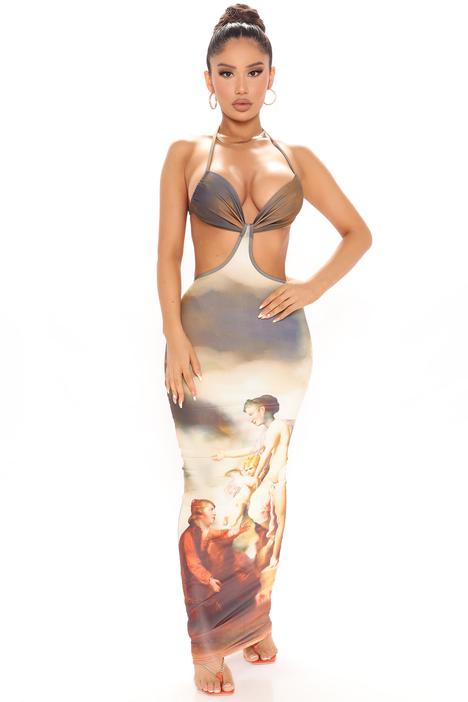 BlackTree Angelic Maxi Dress - Brown/combo.