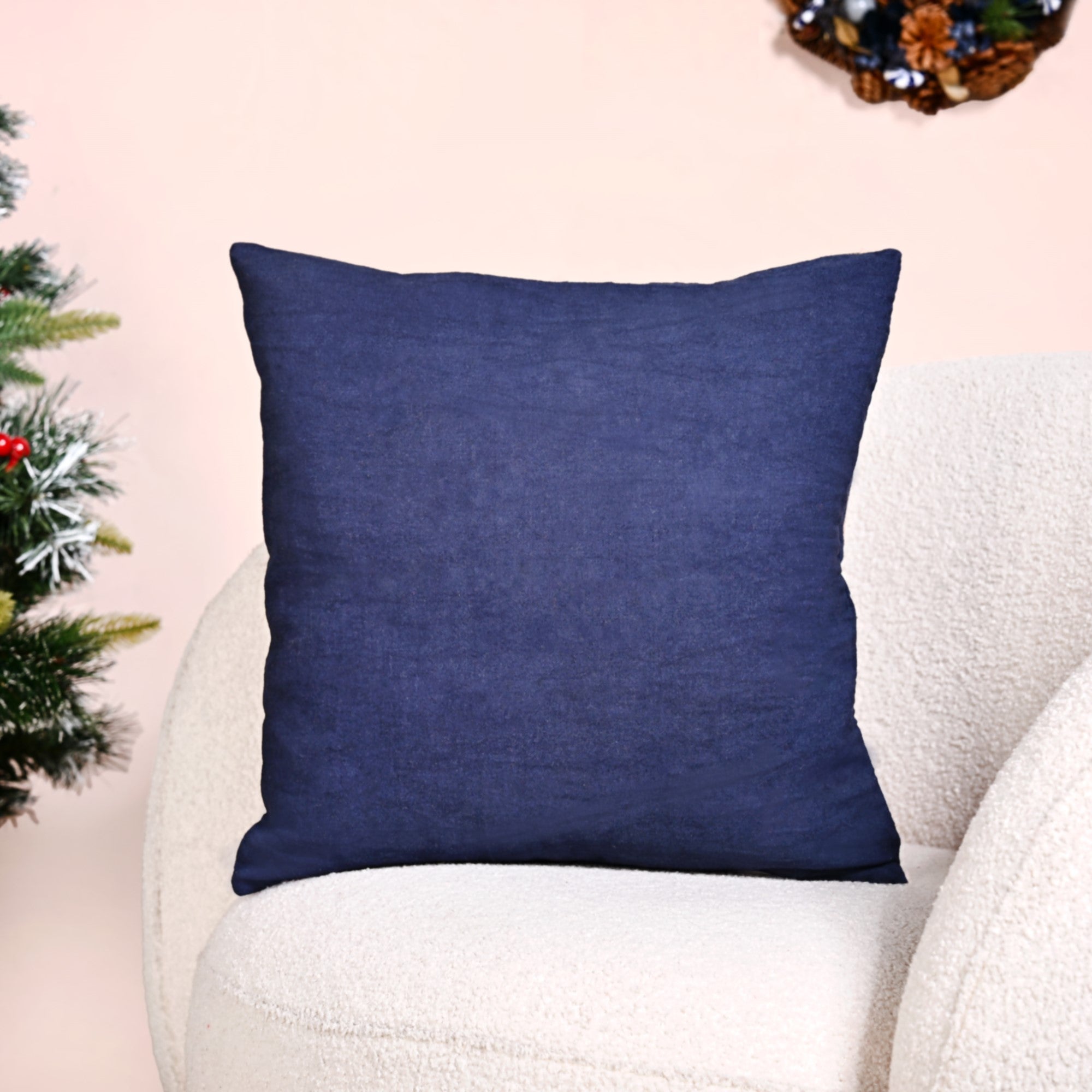 Nestasia Festive Forest Dark Blue Embroidered Cushion Cover 40x40cm - view 7