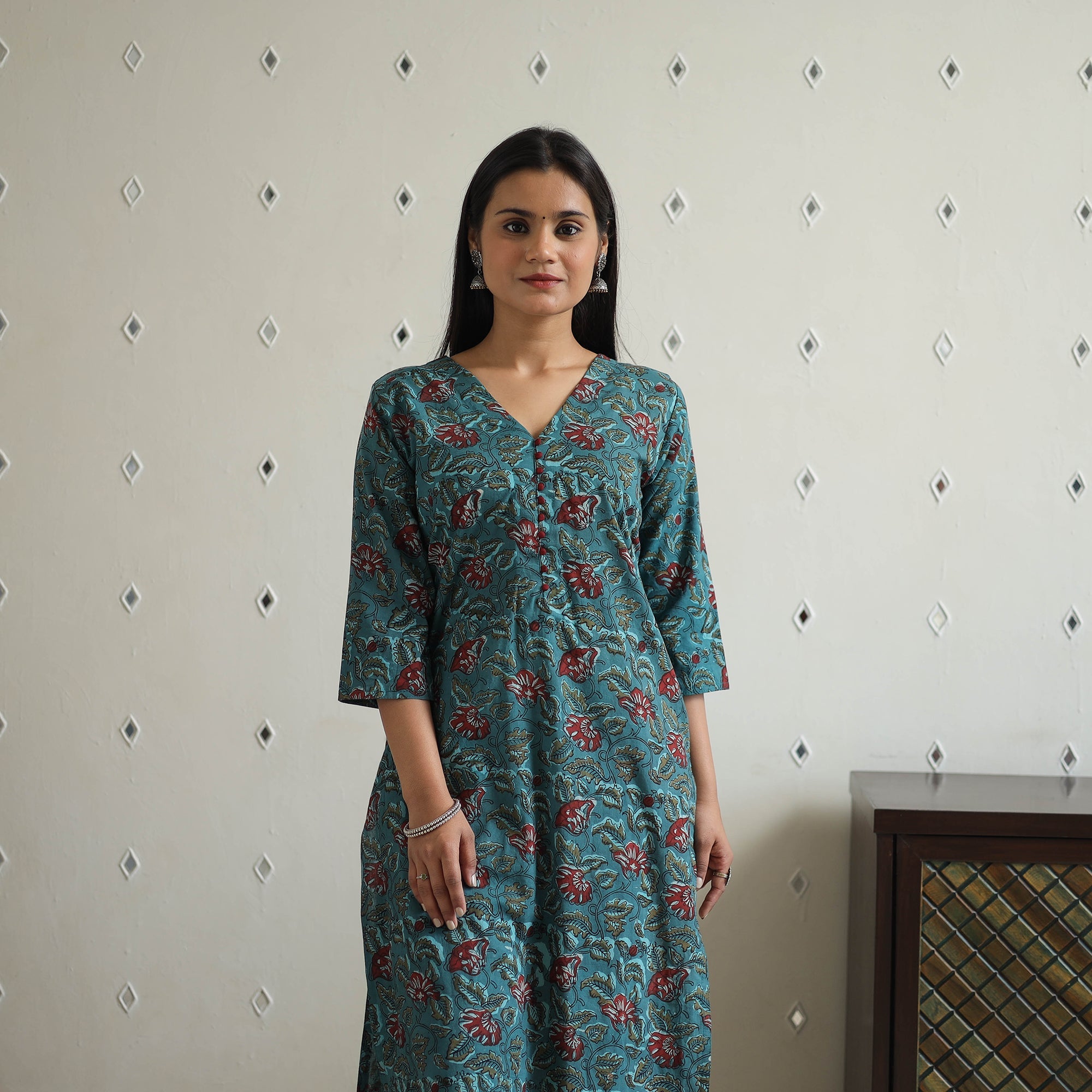 ITOKRI CASUALS Blue - Hand Block Printed Cotton Straight Bagru Kurta 07