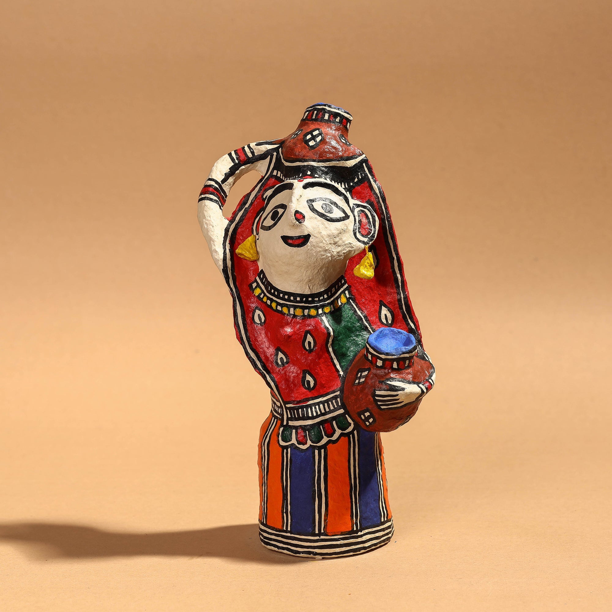 ITOKRI CRAFTS INITIATIVE Doll - Madhubani Handpainted Paper Mache Home Decor Item