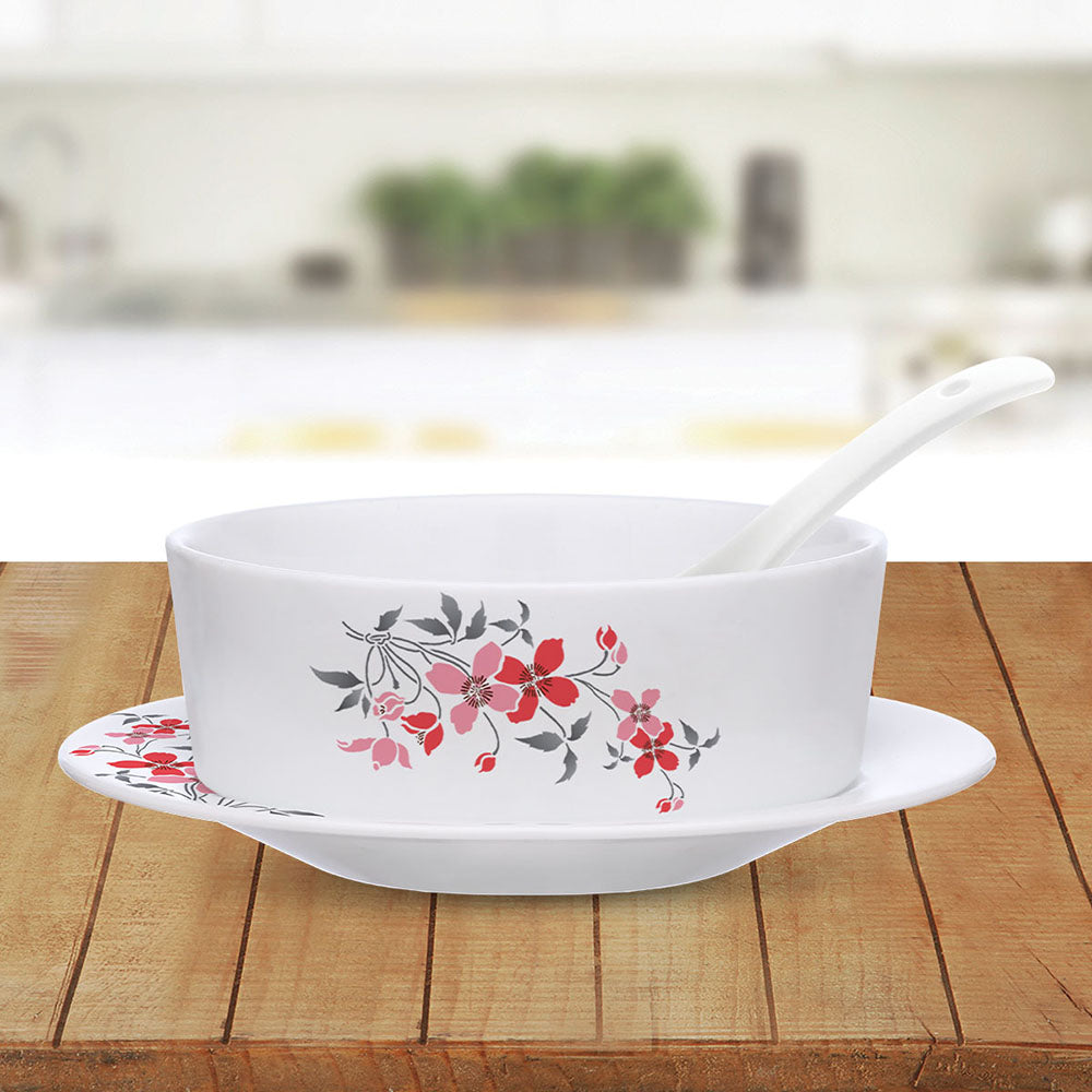 My Borosil Larah by Borosil Fiore Soup Bowl w Saucer Set