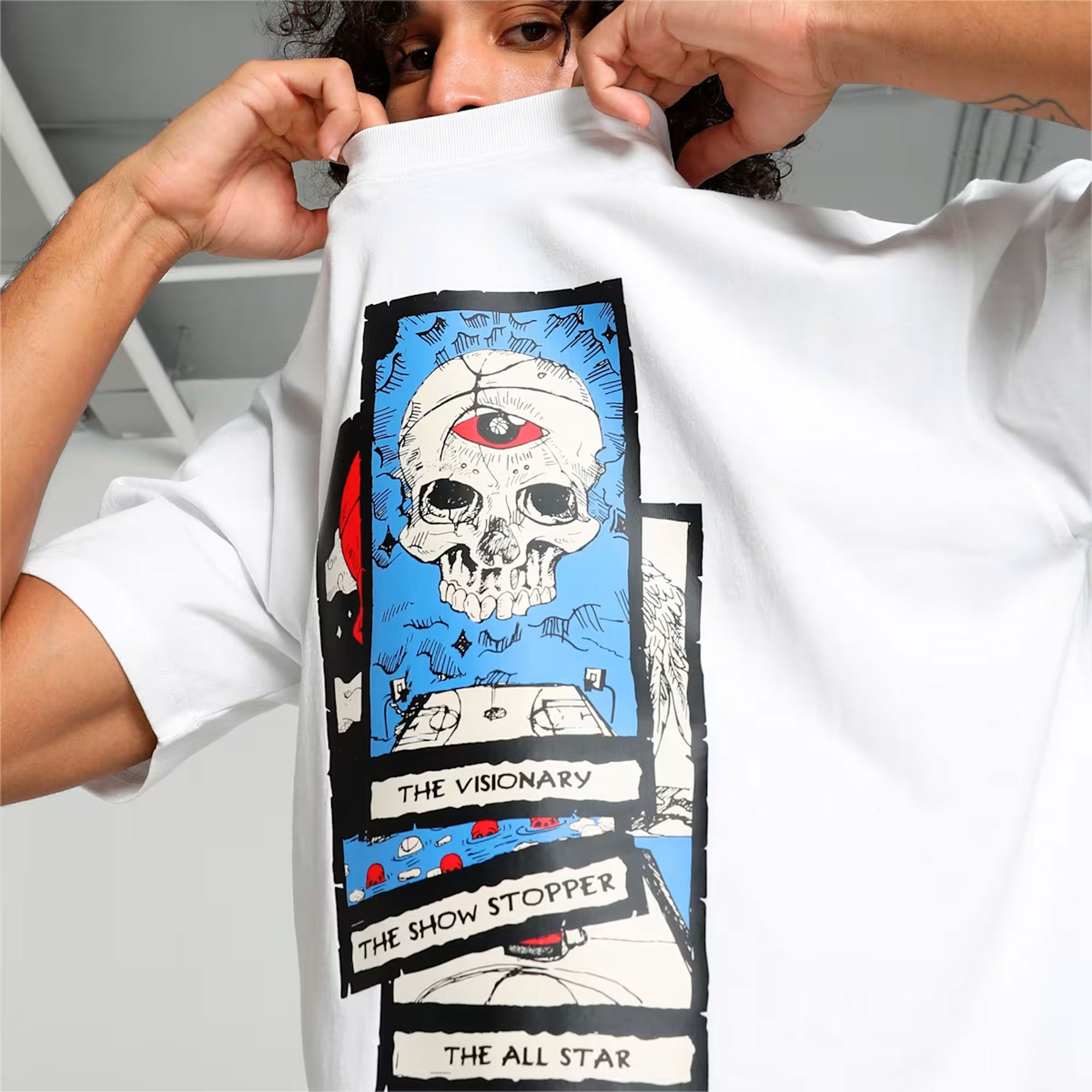 Puma | HOOPS DECK BASKETBALL T-SHIRT { WHITE - view 4