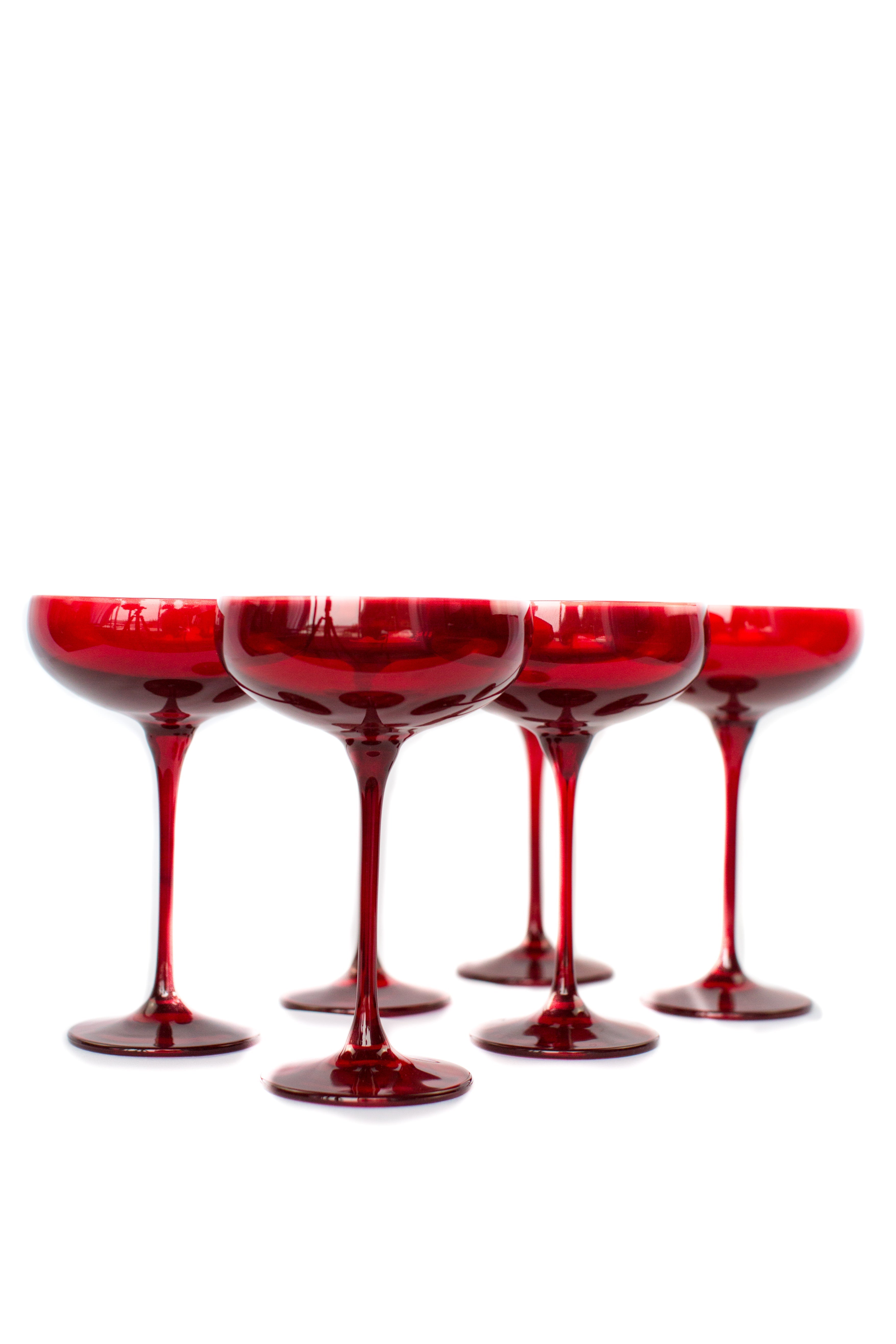 Estelle Colored Glass Estelle Colored Champagne Coupe Stemware - Set of 6 {Red} - view 6