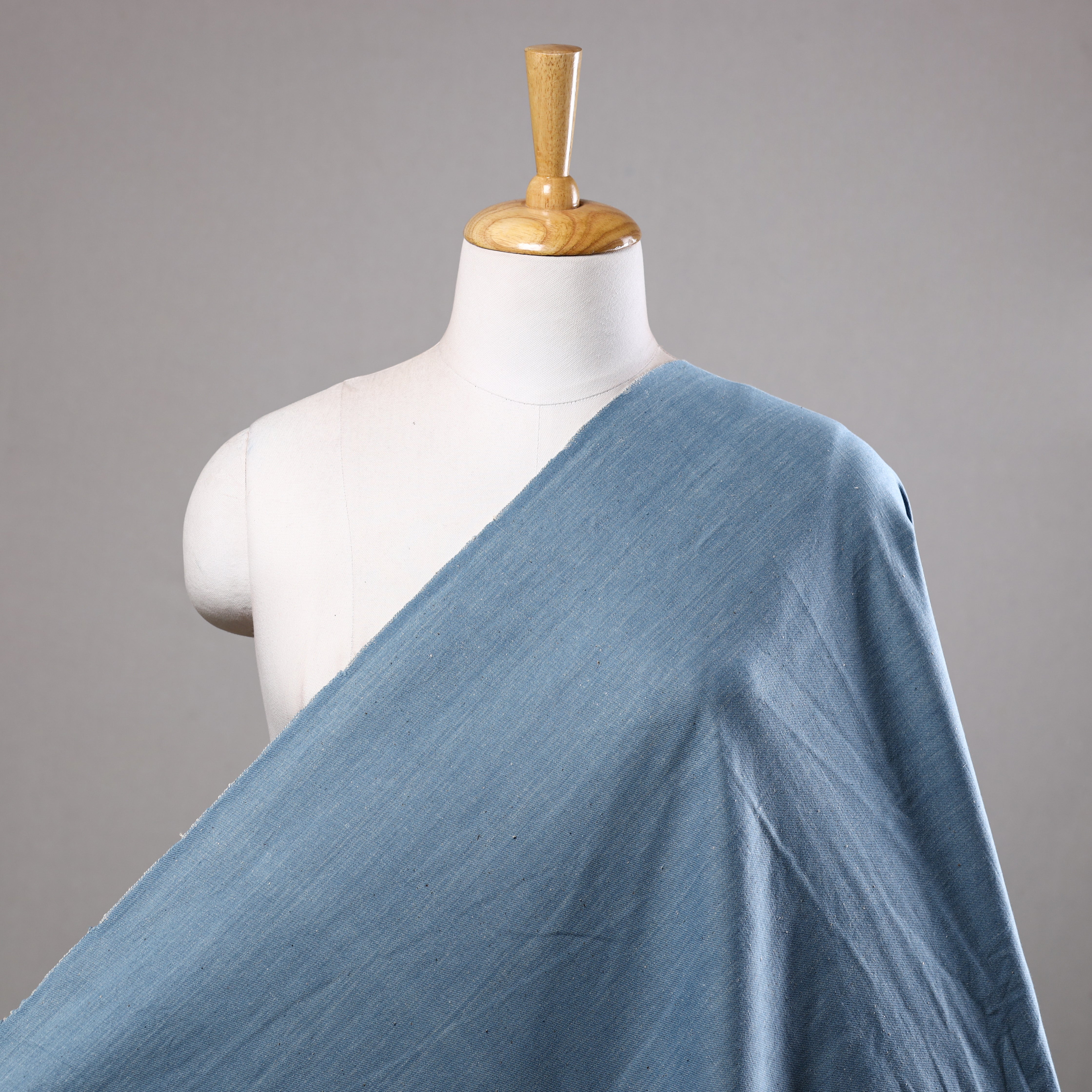SOUTH KARGHA Blue - 2/40 Twill Cotton Handspun Handloom Natural Dyed Plain Fabric 05