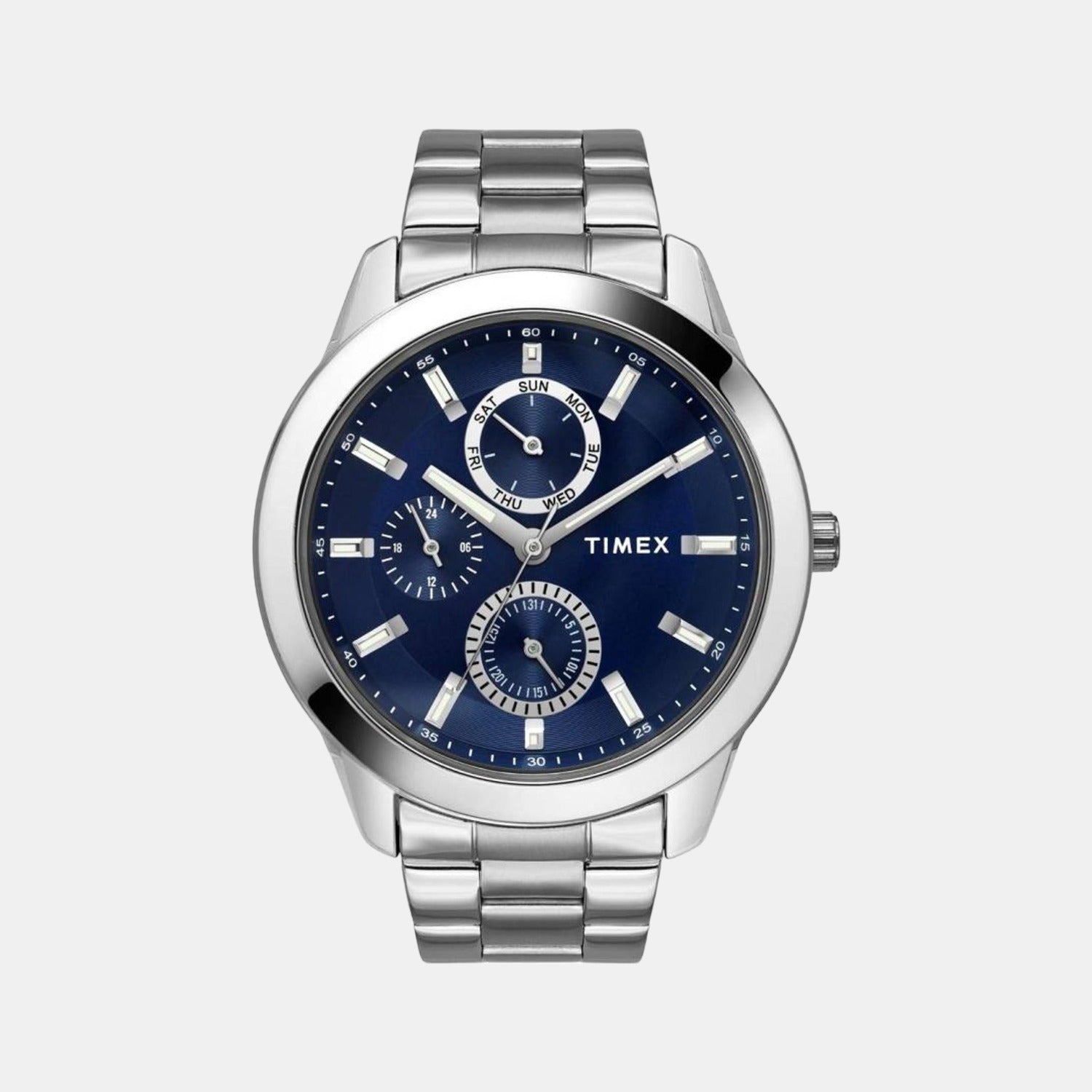 Timex Fashion Men Quartz Blue Dial Chronograph Stainless Steel Watch TWEG18507