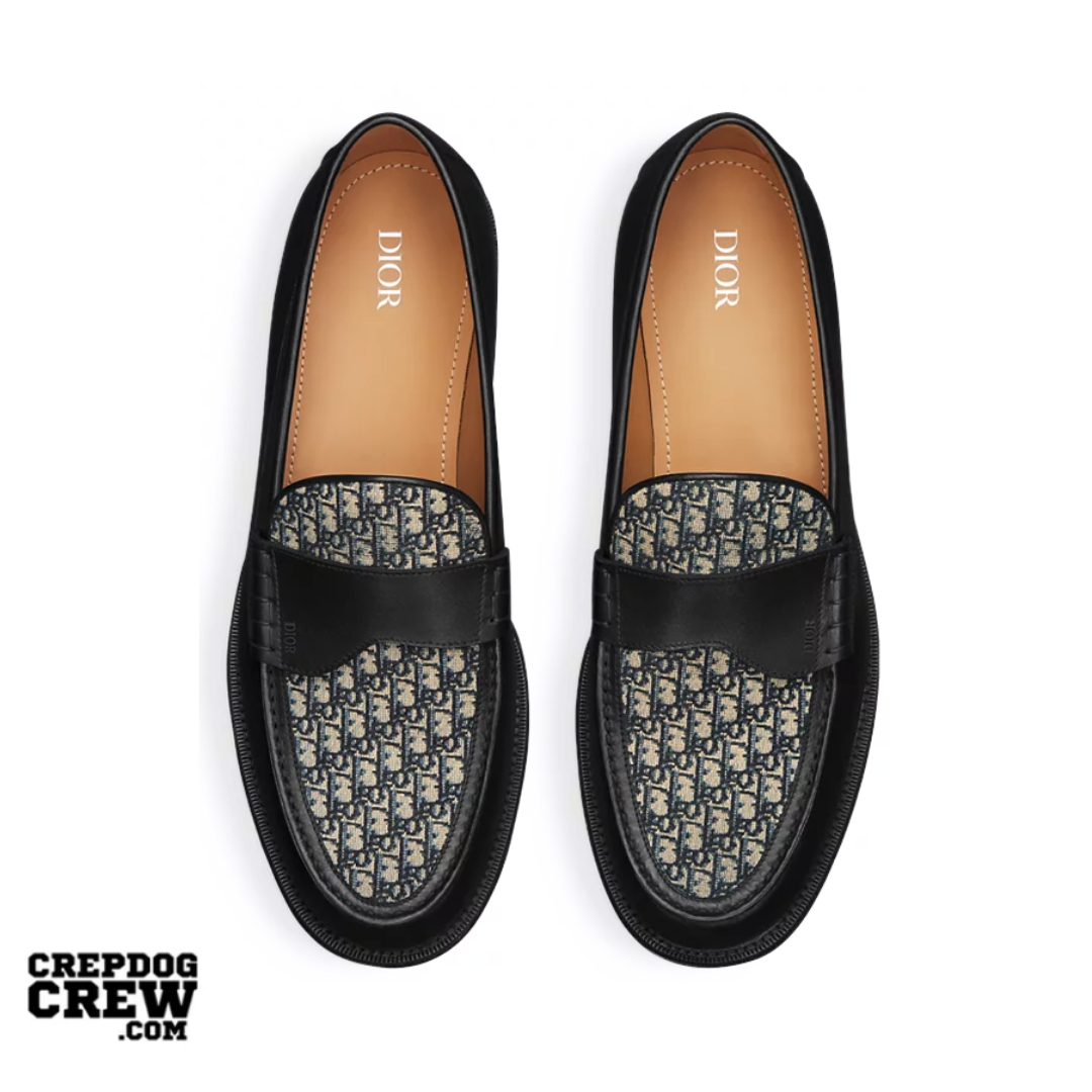 Dior Granville Loafer Black Smooth Calfskin with Beige and Black Dior Oblique Jacquard - view 2