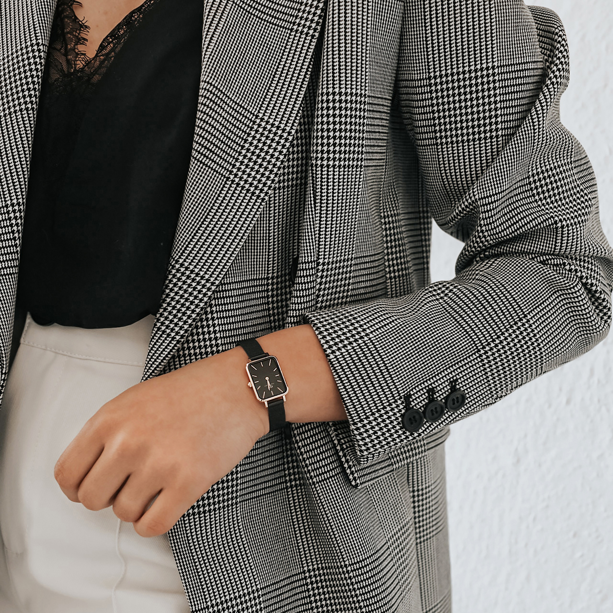 Daniel Wellington Quadro Pressed Ashfield Black & Rose Gold