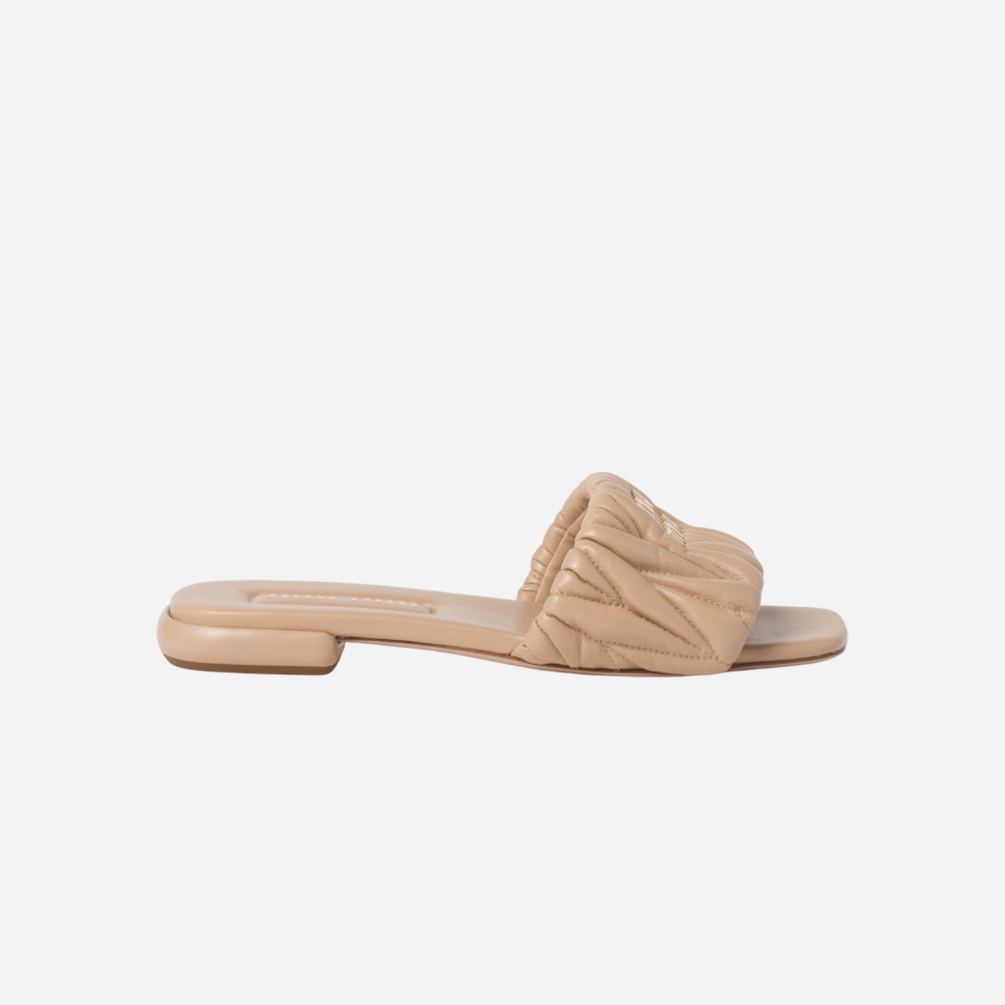 Miu Miu Leather Slides Sand Biege