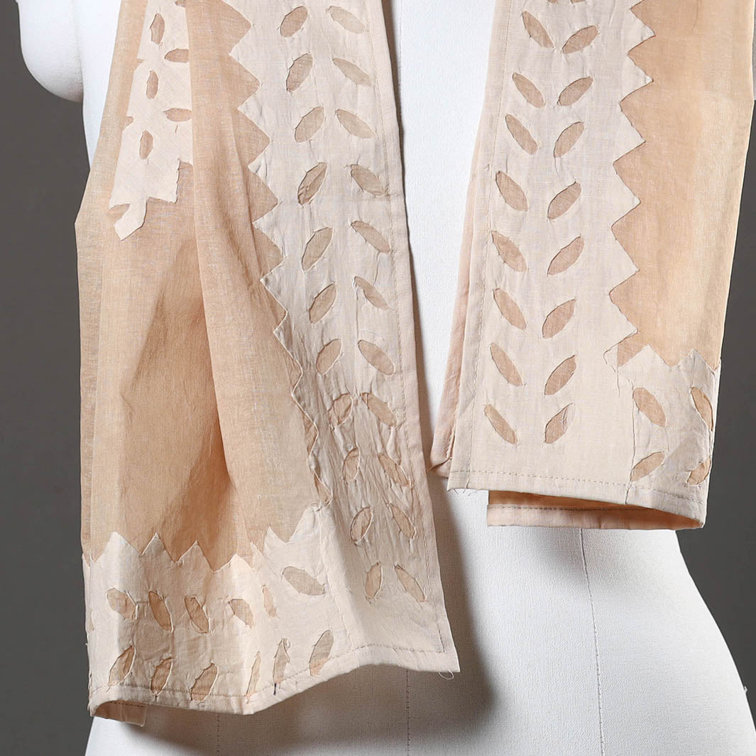 SHADES OF MARUDHARA Brown - Barmer Applique Cut Work Cotton Stole 04 - view 3