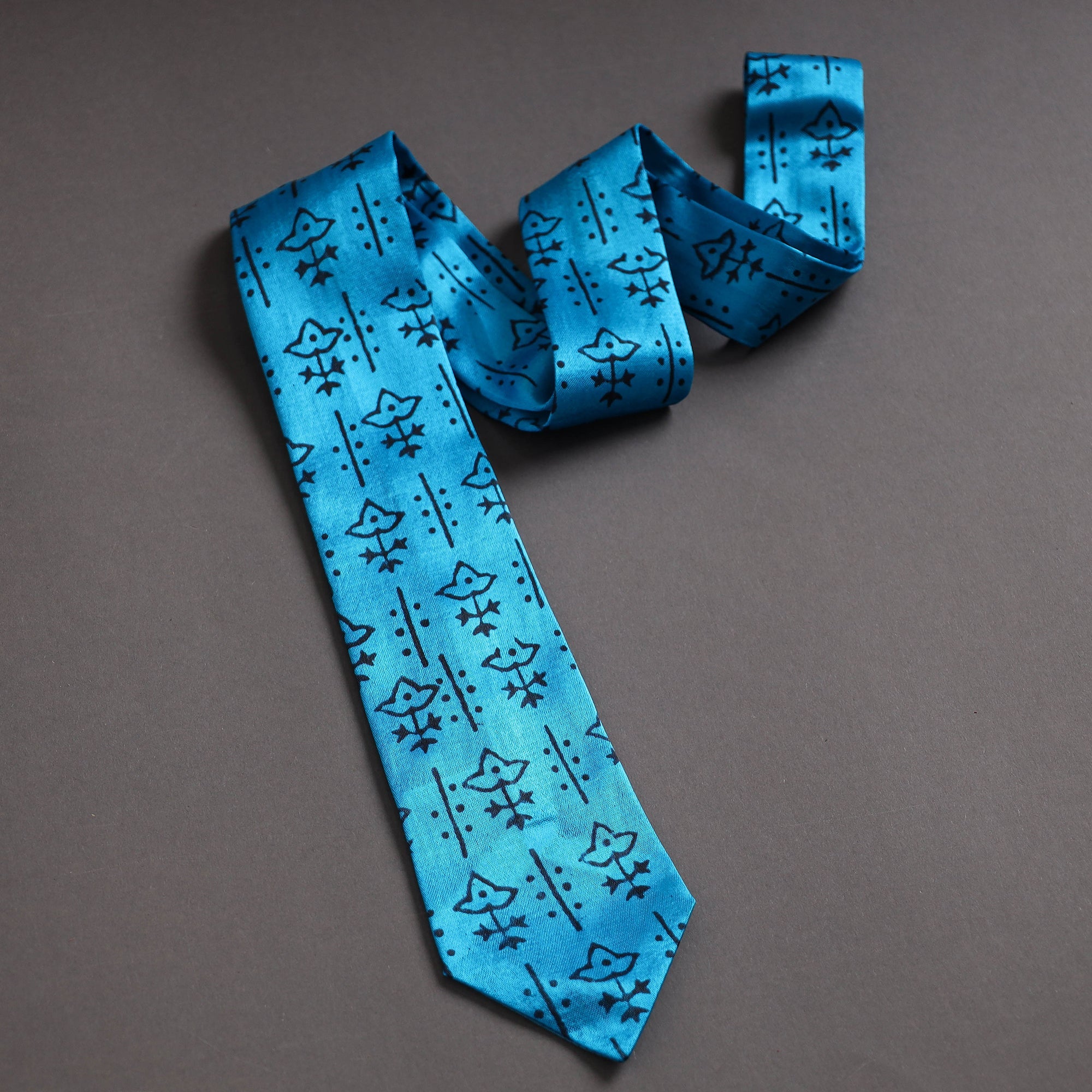 JALPARI Block Printed Mashru Silk Handmade Necktie for Men