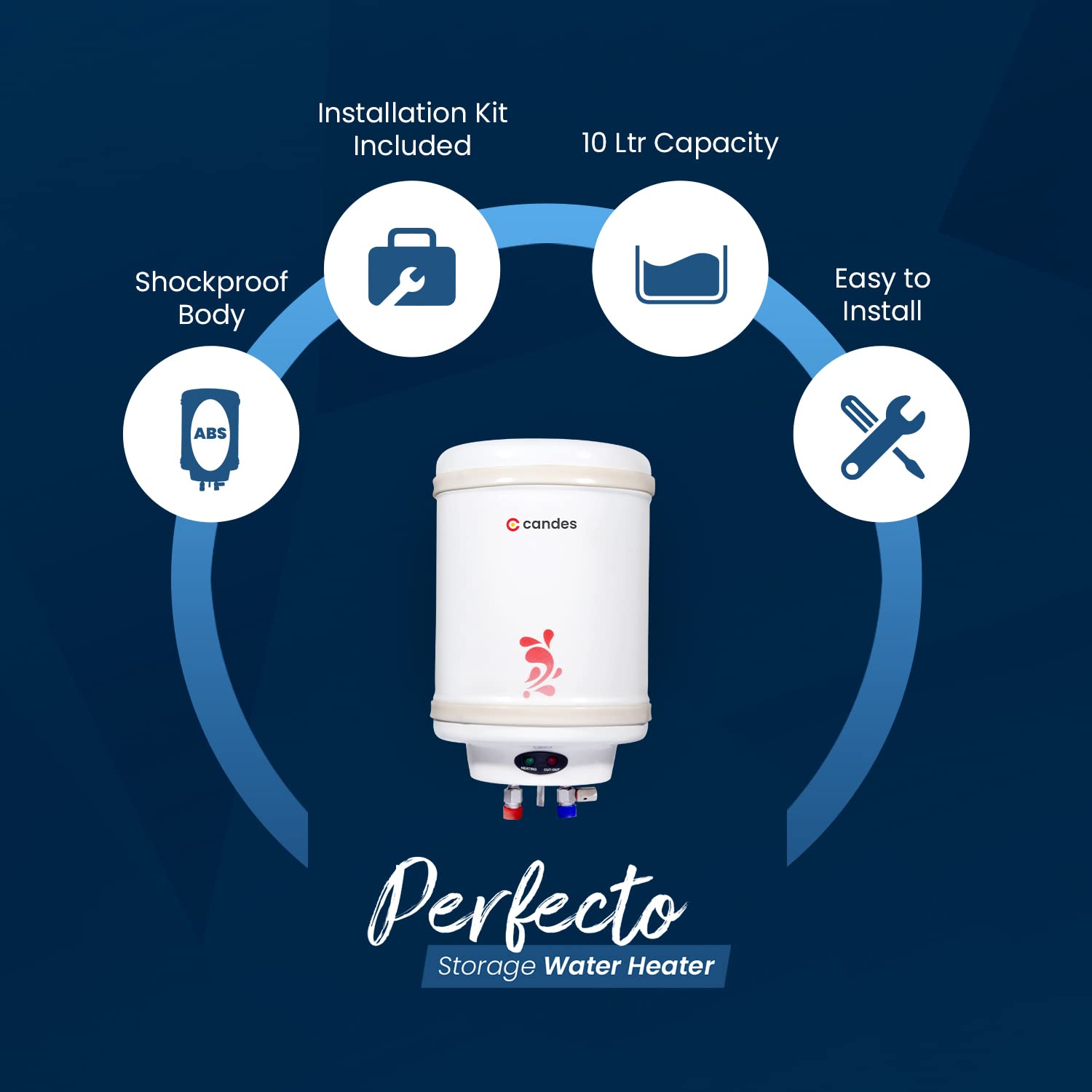 Candes Geyser 10 Litre | 1 Year Warranty | Water Heater for Home, Water Geyser, Water Heater, Electric Geyser, 5 Star Rated Automatic Instant Storage - view 3