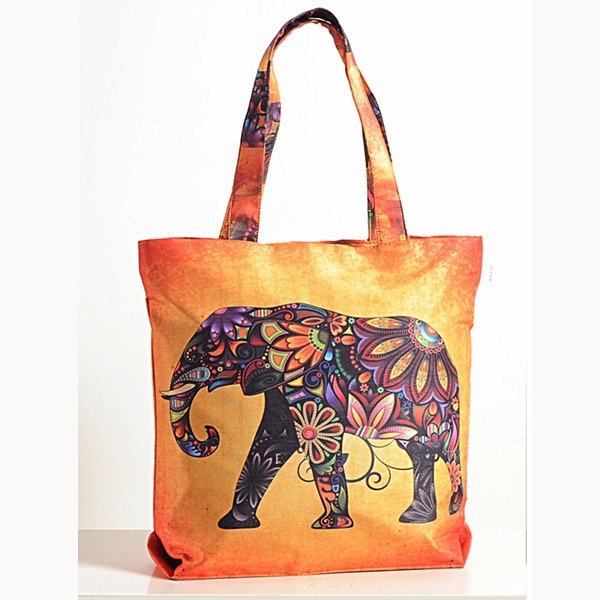 Swayam India Abstract Elephant Animal Theme Bag- Folk-Elephant