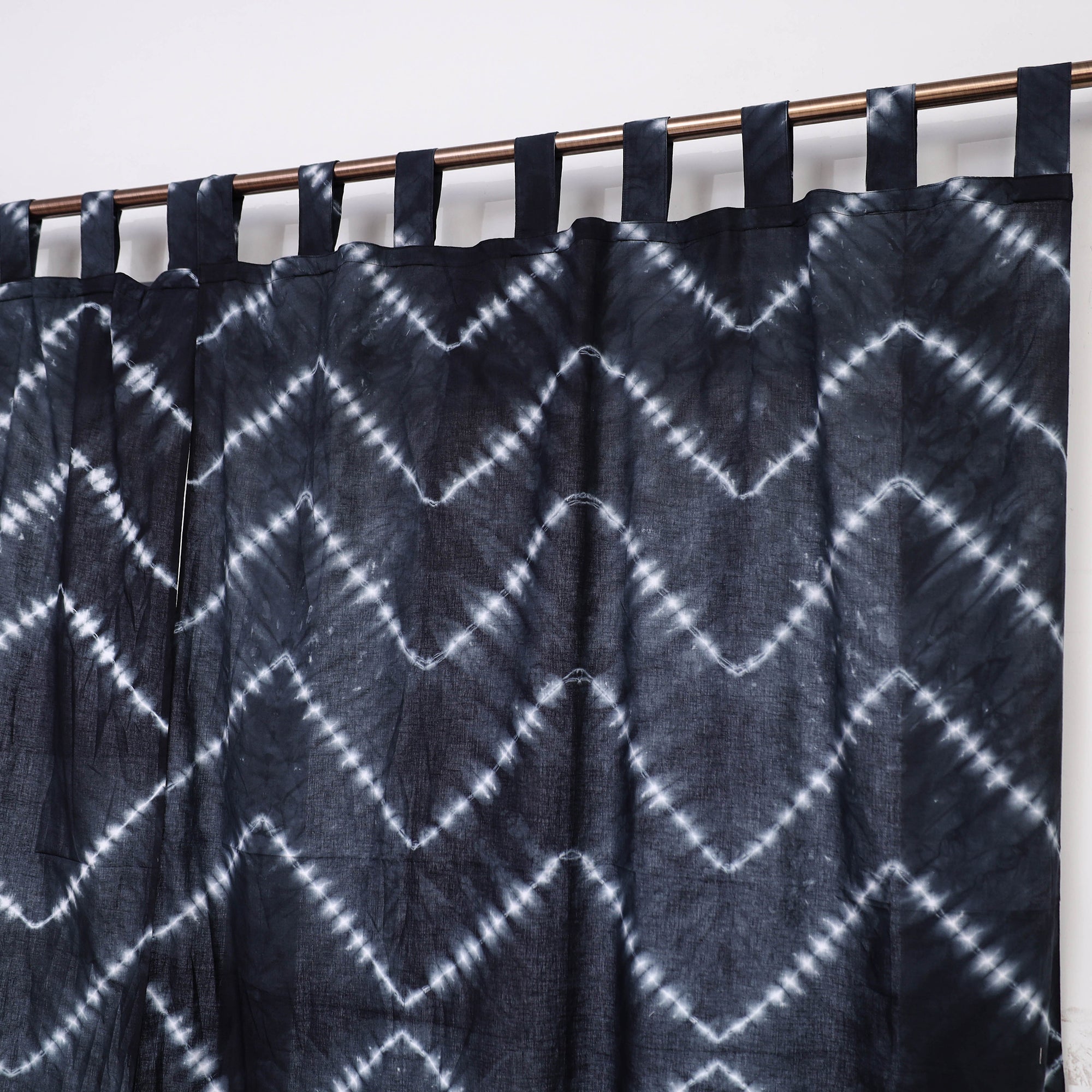 HAVELI CHRONICLES Black - Tie & Dye Cotton Shibori Curtain for Window (Set of 2) 36 - view 2