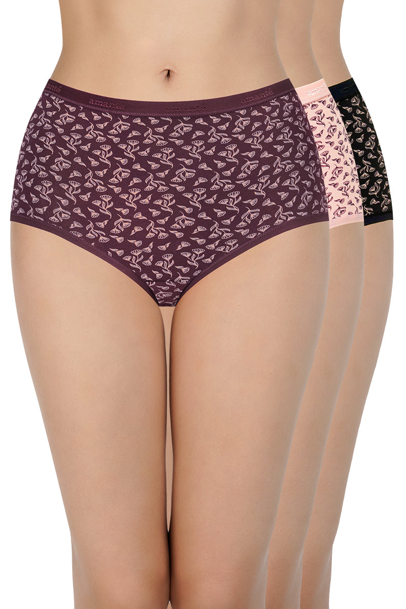 Amante Print High Rise Full Brief Panties (Pack of 3)