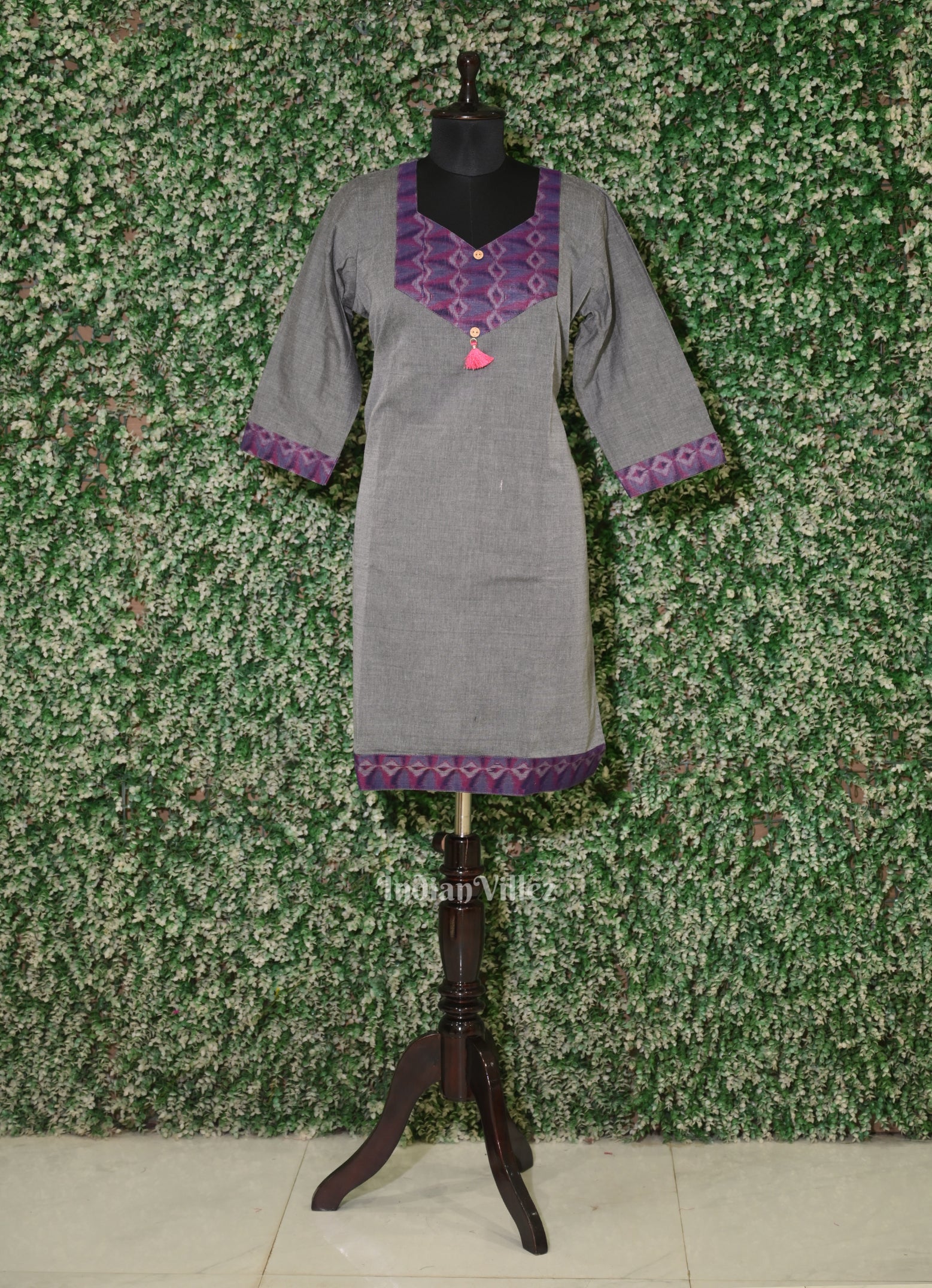 IndianVillèz Grey with multicolour Kurti for Women