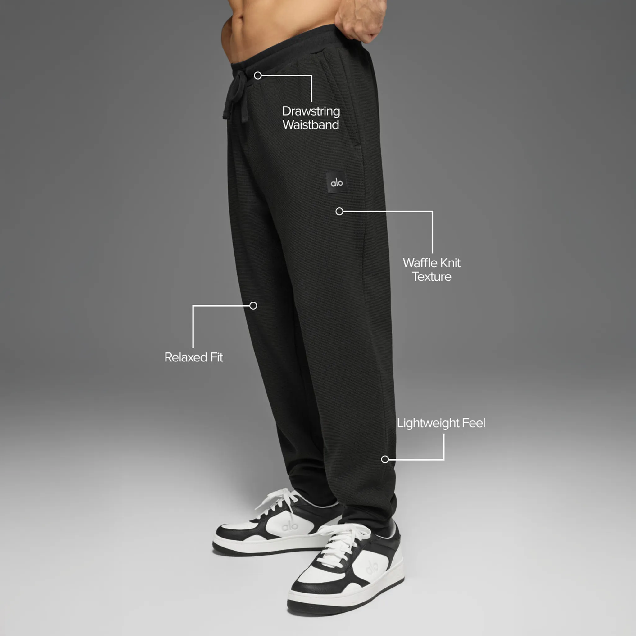 Alo Yoga Waffle Lounge Black Sweatpants - view 4