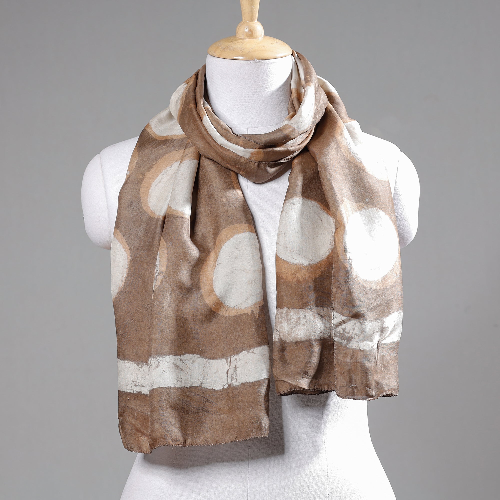 BINDAAS UNLIMITED Brown - Handspun Block Art Print Mulberry Silk Bindaas Stole