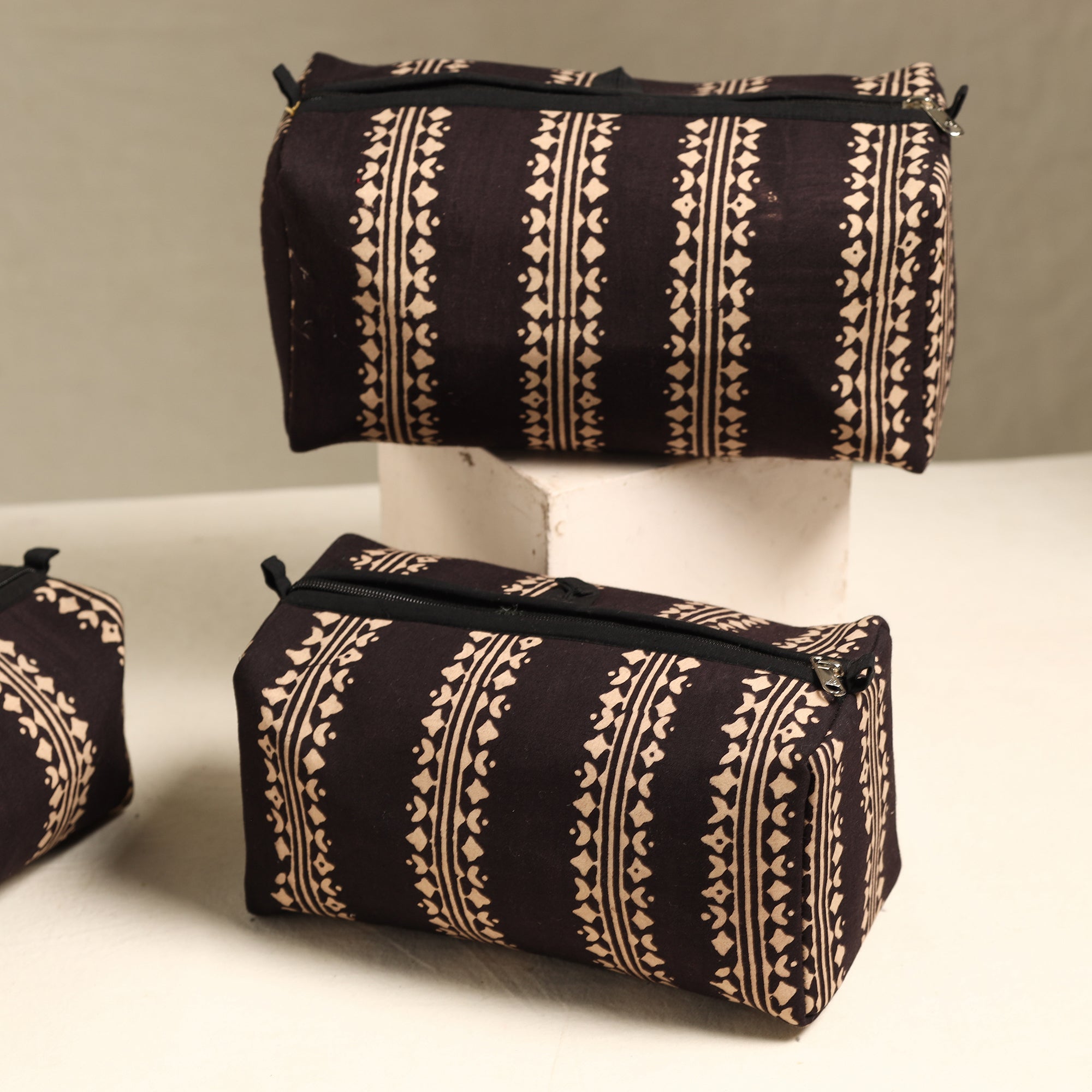 ITOKRI CRAFTS INITIATIVE Black - Handmade Cotton Toiletry Bags (Set of 3) 49 - view 2