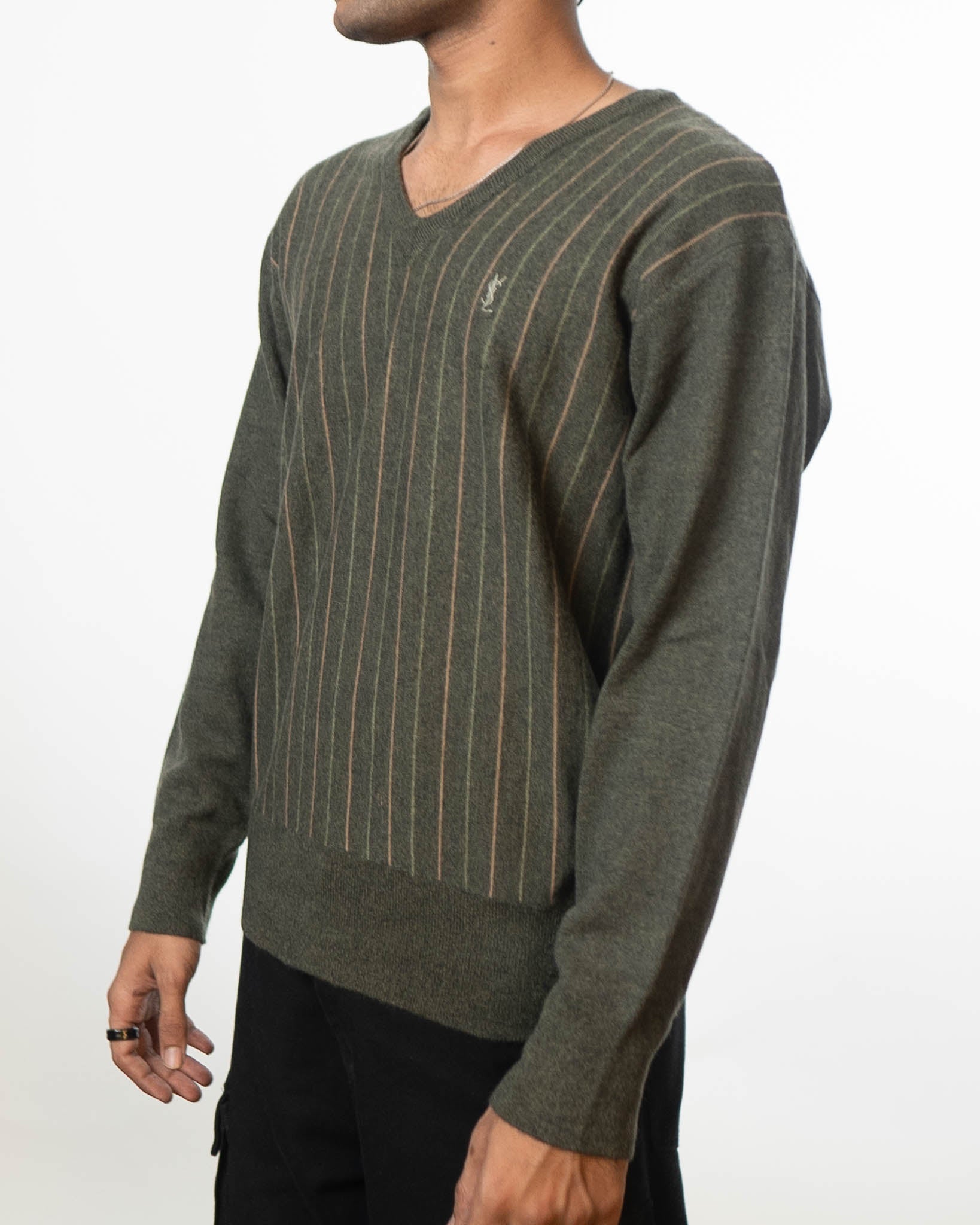 YSL Yves Saint Laurent V-Neck Green Sweater - view 2