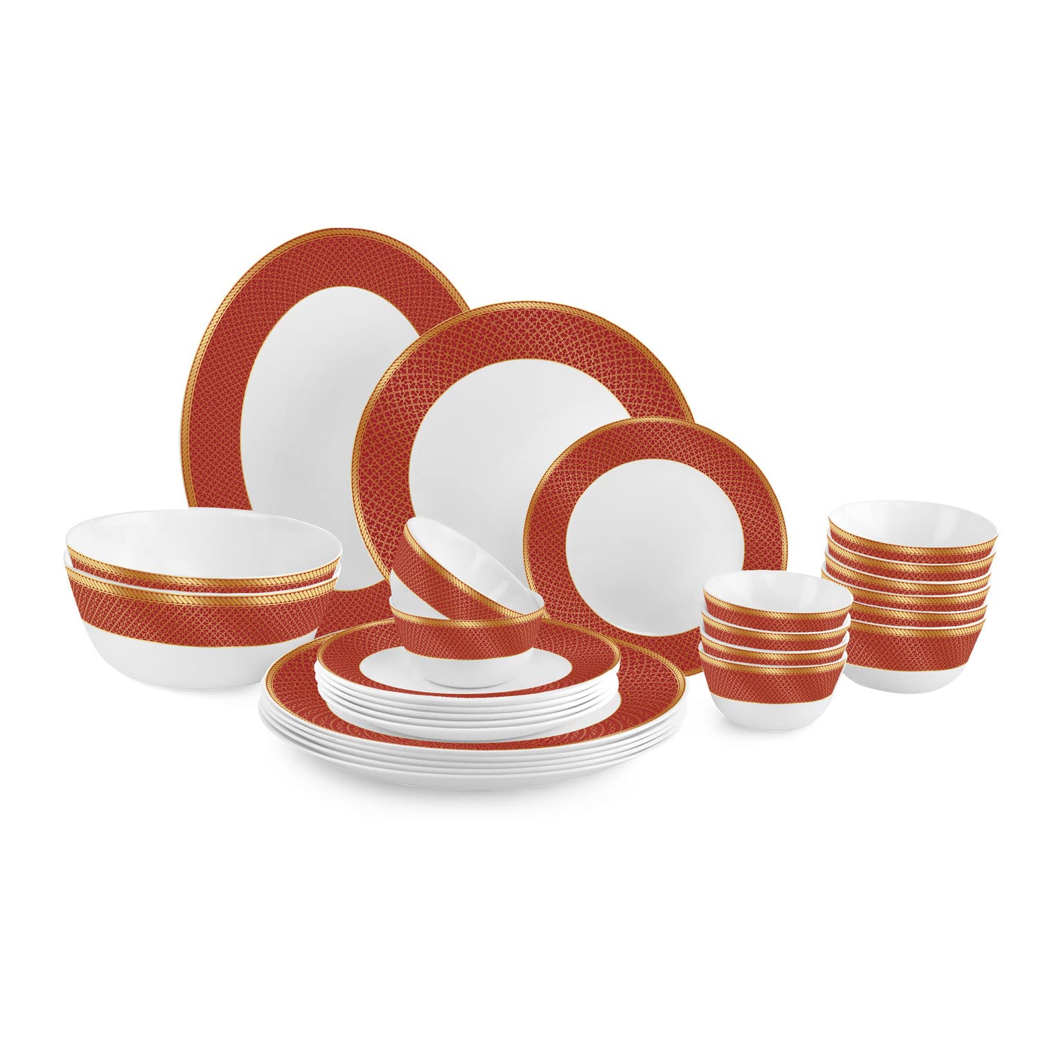 Cello Solitaire Series 27 Pieces Ruby Opalware Dinner Set, Family of 6 - view 2
