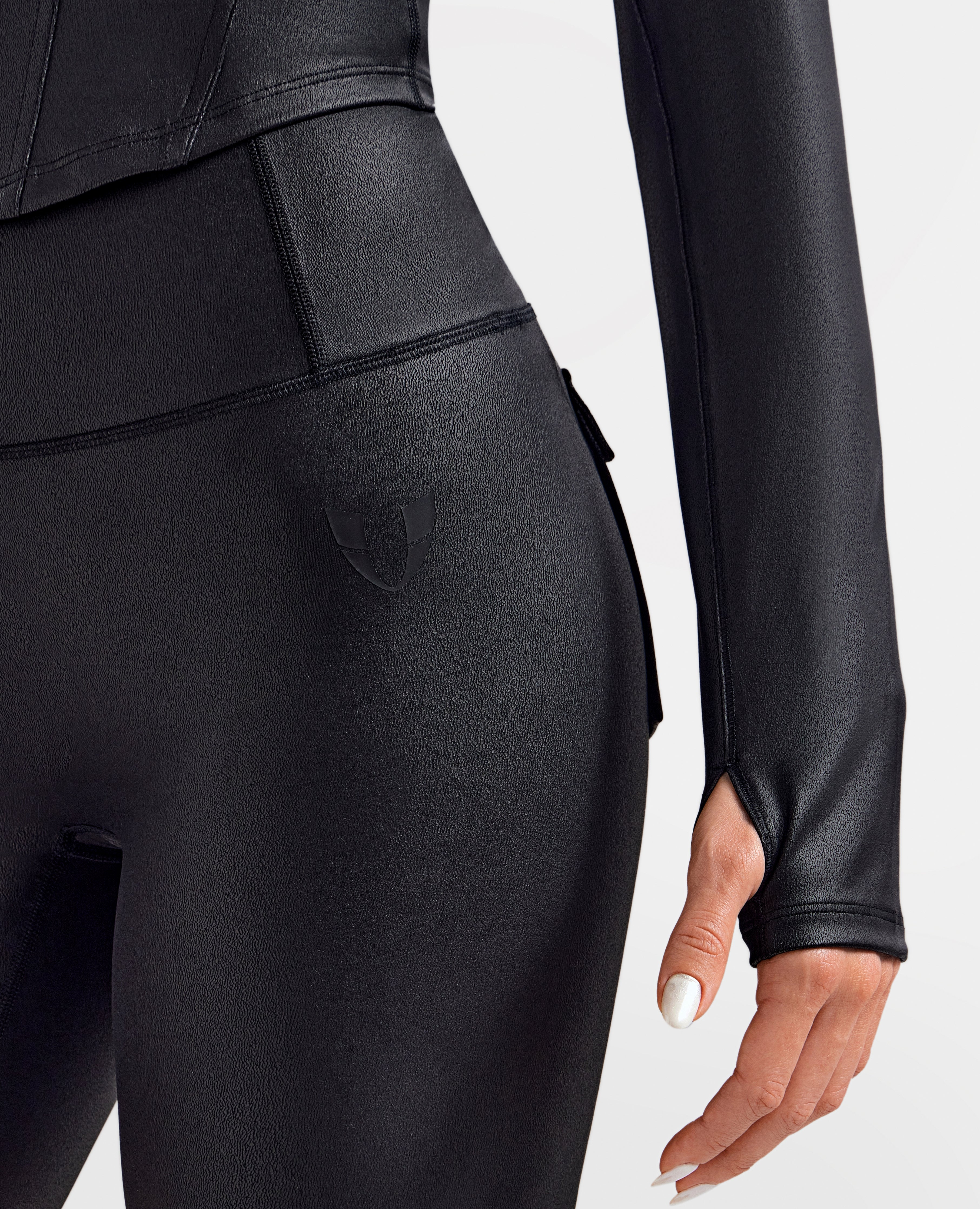 FIRM ABS Faux Leather Cargo Moto Jacket - Black - view 10