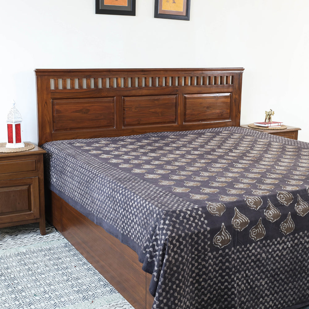 BINDAAS UNLIMITED Brown - Block Art Print Cotton Double Bindaas Bed Sheet (110 x 93 in)