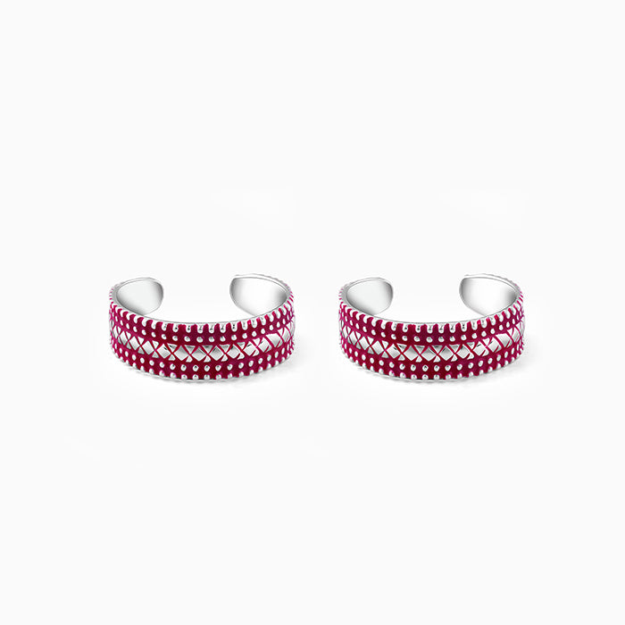 GIVA Jewellery Silver Burgundy Patterned Toe Rings