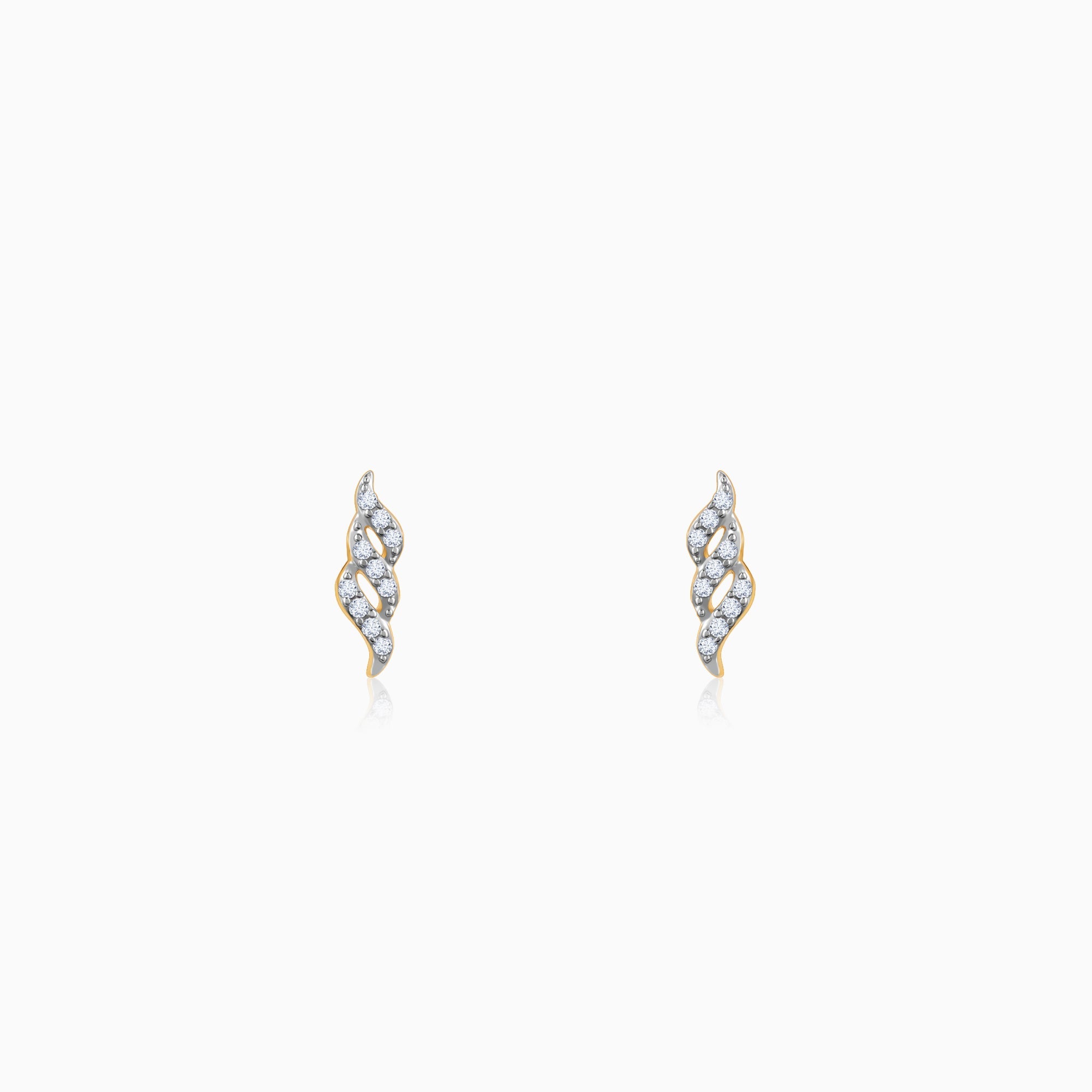 GIVA Jewellery Gold Twisted Twill Diamond Earrings