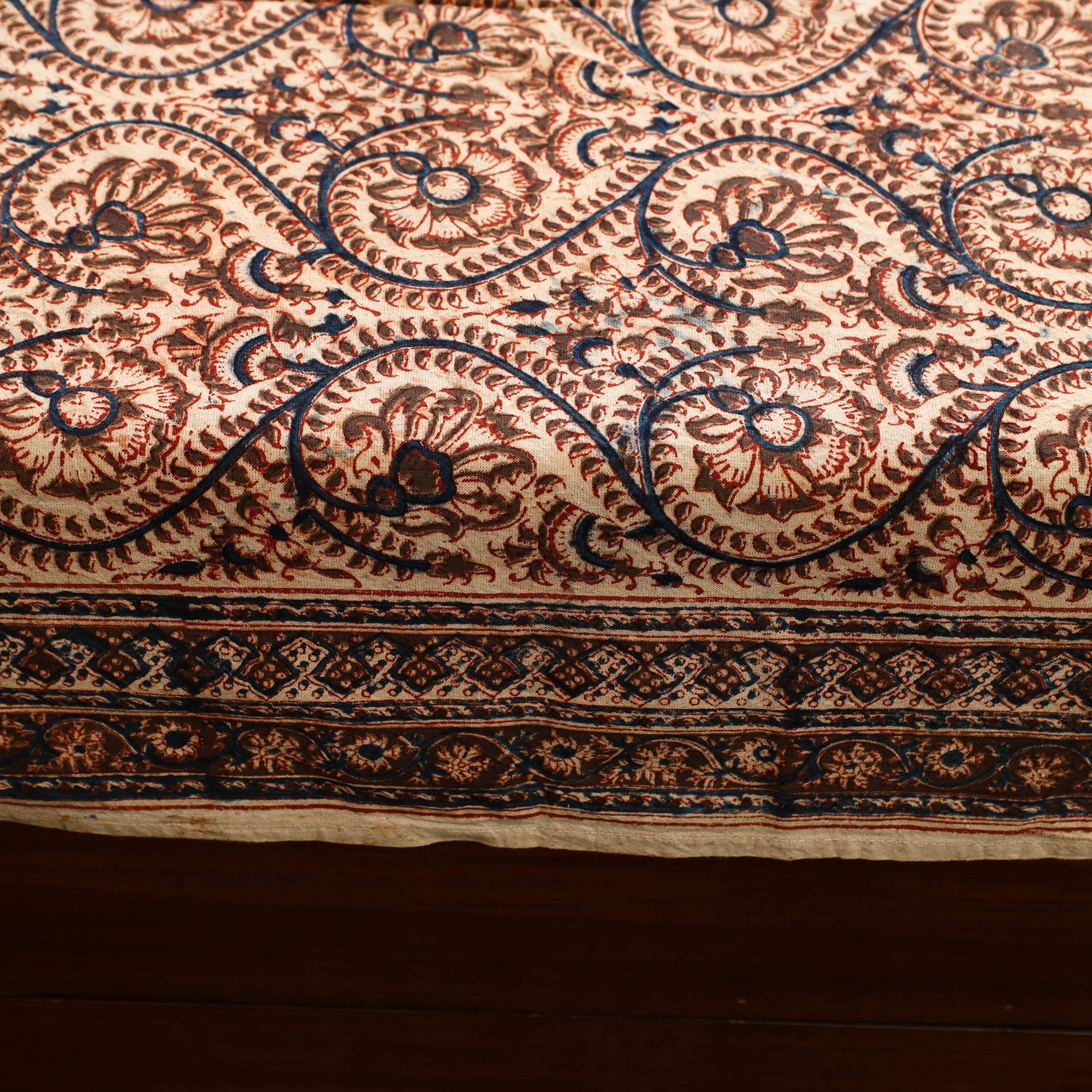 PITCHUKA SRINIVAS KALAMKARI PEDANA Brown - Block Print Cotton Pedana Kalamkari Bed Sheet 14 - view 2
