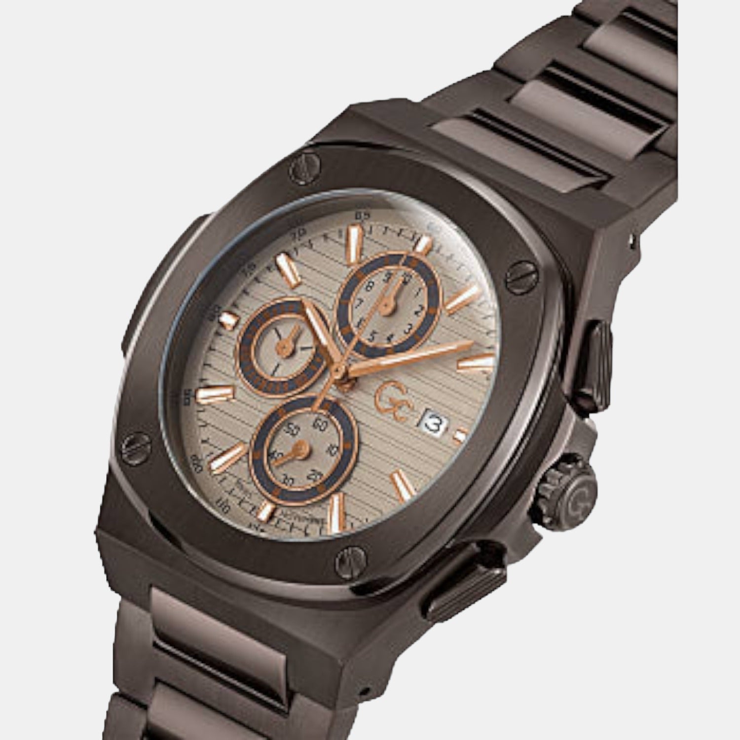 GC Coussin Shape Men Quartz Beige Dial Chronograph Stainless Steel Watch Y99013G1MF - view 2