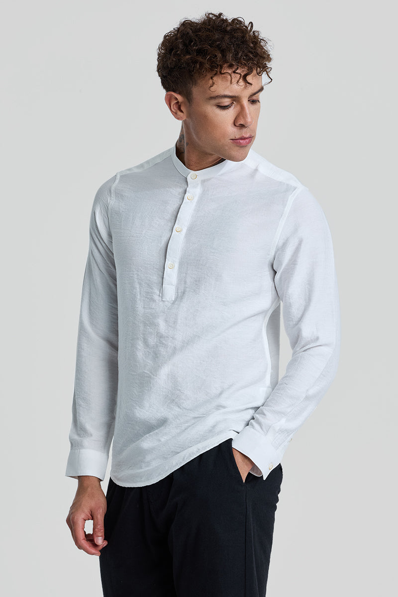 SNITCH White Textured Slim Fit Kurta
