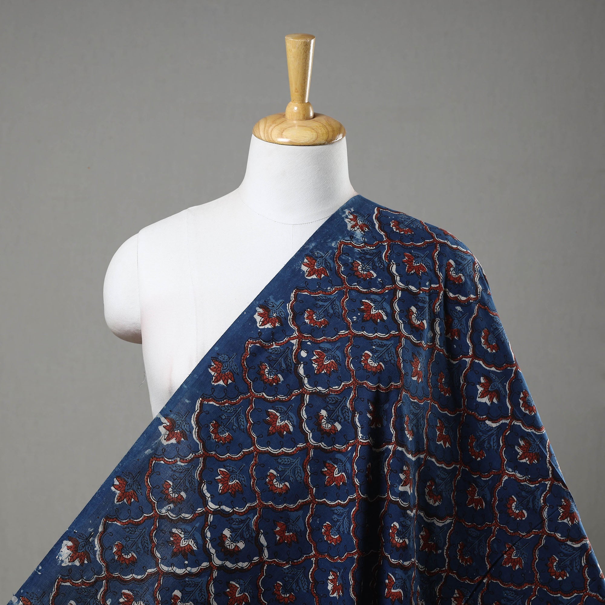 HAVELI CHRONICLES Blue - Block Printed Cotton Jahota Fabric 28